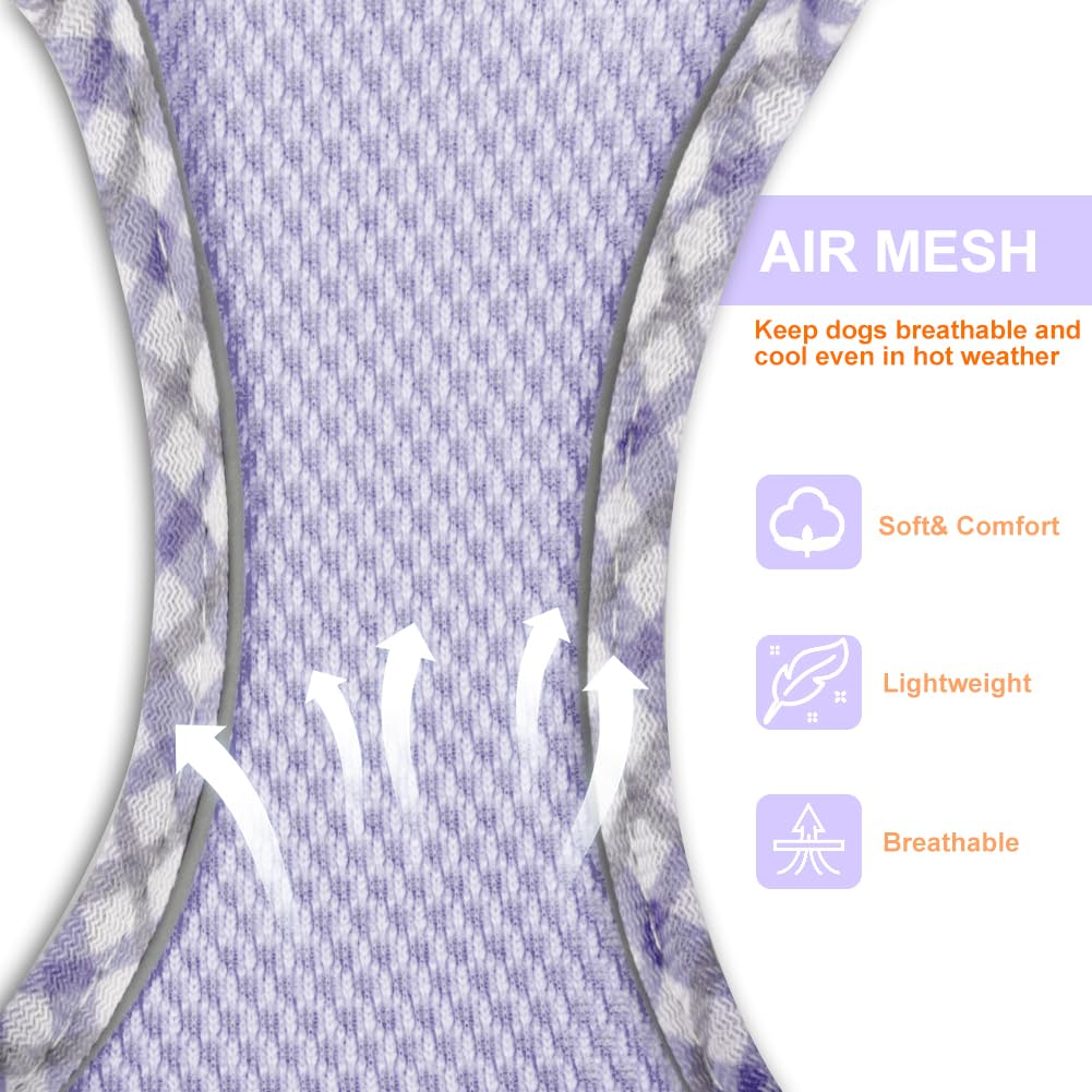 **No Pull Adjustable Dog Harness for Small & Medium Dogs - Reflective Breathable Mesh Puppy Harness & Leash Set with Soft Padded Vest (Purple, S) - Perfect for Walking, Training & Outdoor Adventures**