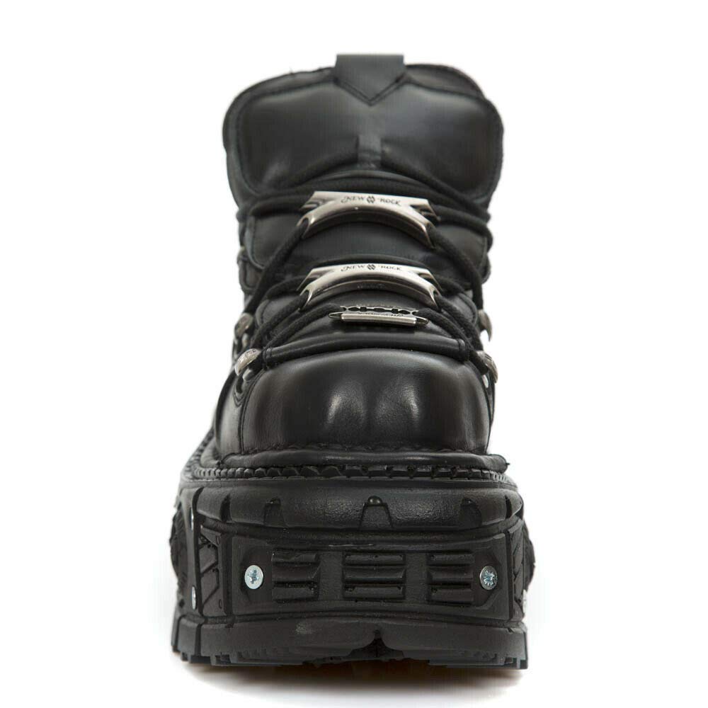 New Rock Men's TANK 100% Leather Gothic Punk Platform Ankle Boots - Stylish Alternative Fashion Footwear for Concerts, Nightclubs & Streetwear Outfits