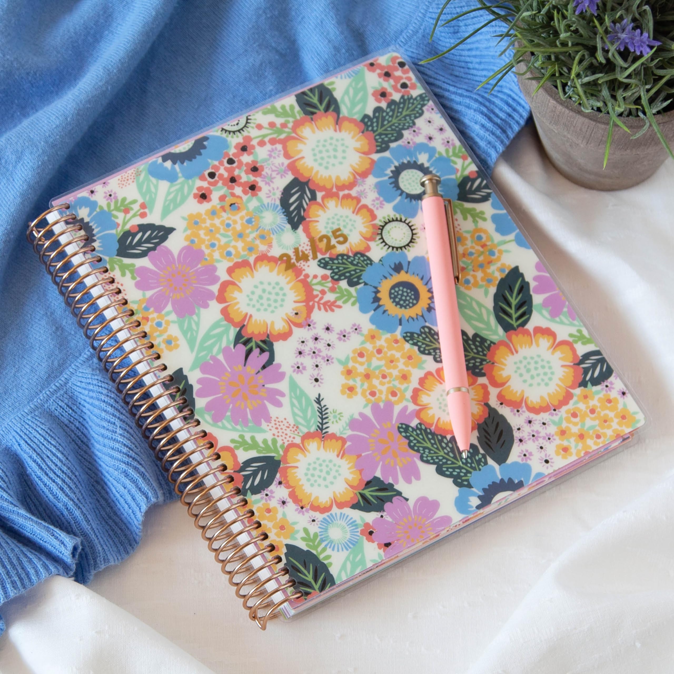 Blue Sky Livewell 2024-2025 Academic Planner - 7x9 Inch Weekly & Monthly Organizer with Floral Flexible Wirebound Cover - Perfect for Students, Teachers & Office Professionals - School, Work & Personal Scheduling
