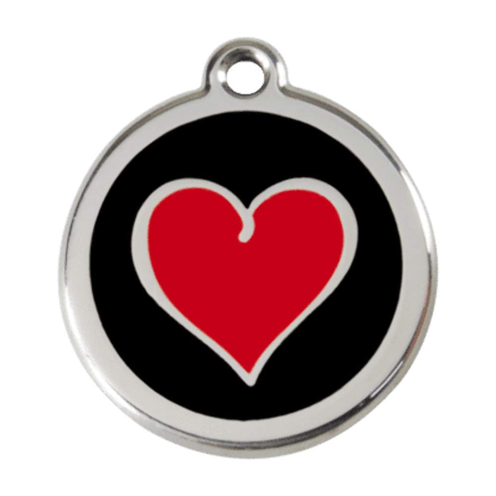 Red Dingo Heart-Shaped Dog ID Tag - 20mm Red & Black Pet Collar Tag for Small to Medium Dogs - Perfect for Daily Walks, Vet Visits & Pet Identification