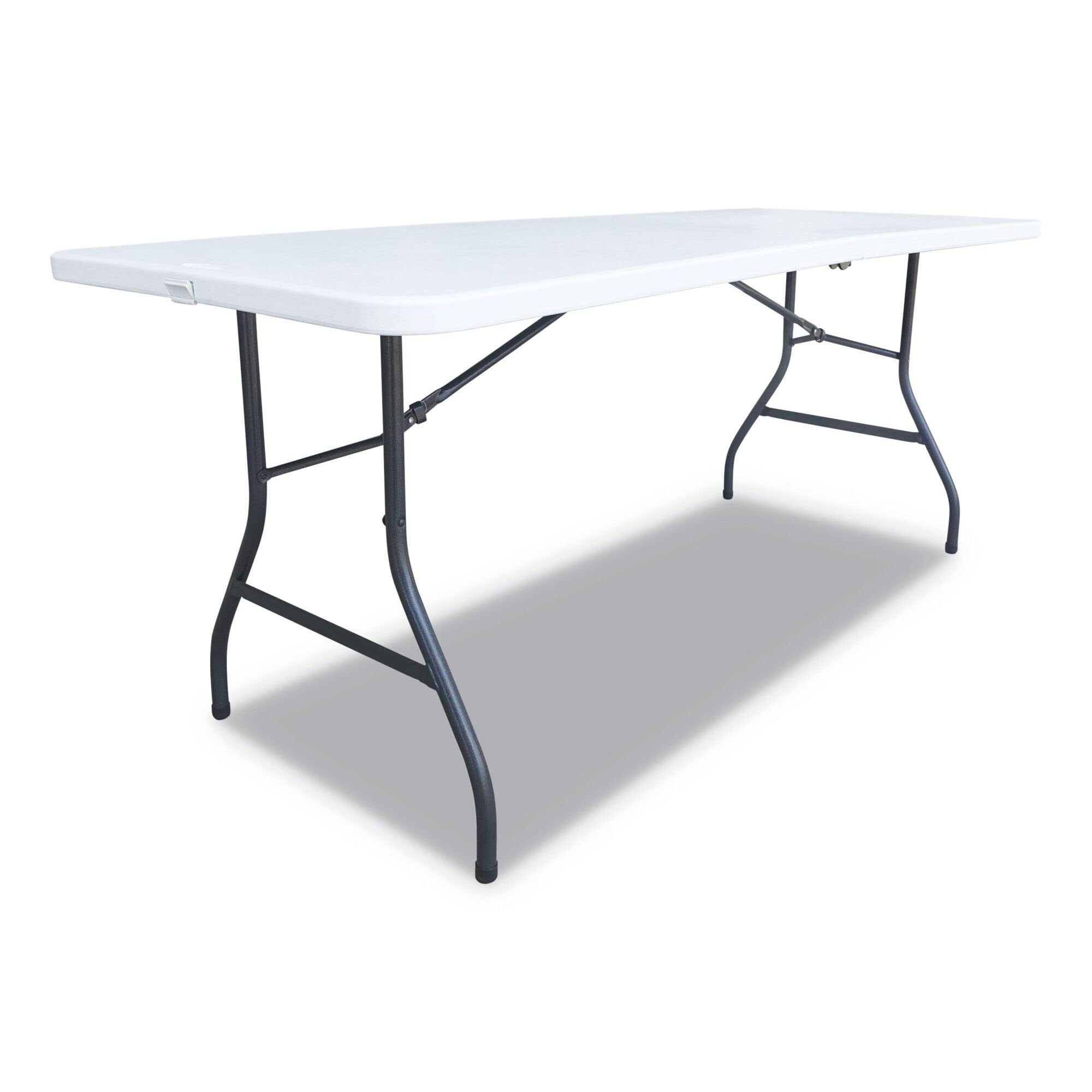 Alera White Fold-in-Half Resin Folding Table 72x30 Inches - Rectangular Portable Table for Home Office, Parties, Camping & Outdoor Events
