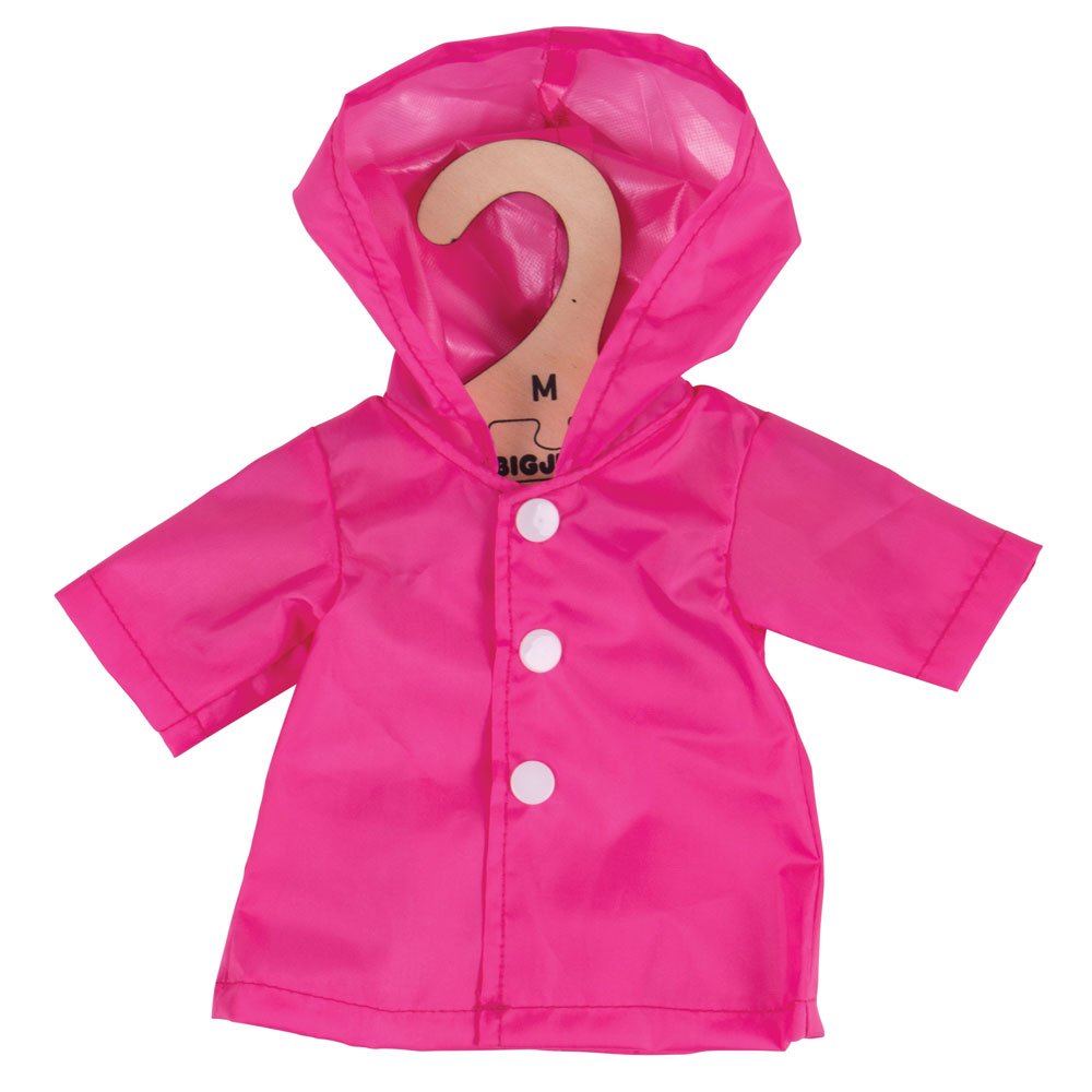 Bigjigs Toys Pink Raincoat for Medium Size Dolls - Perfect for Dress Up, Role Play & Collectible Dolls