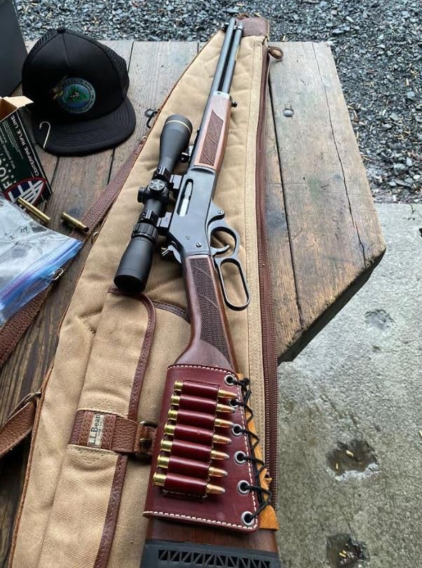 Diamond D Leather Rifle Butt Cuff - 6 Loop Ammo Carrier for 300 Win Mag - Premium Brown Leather Rifle Stock Accessory for Hunting & Shooting Sports