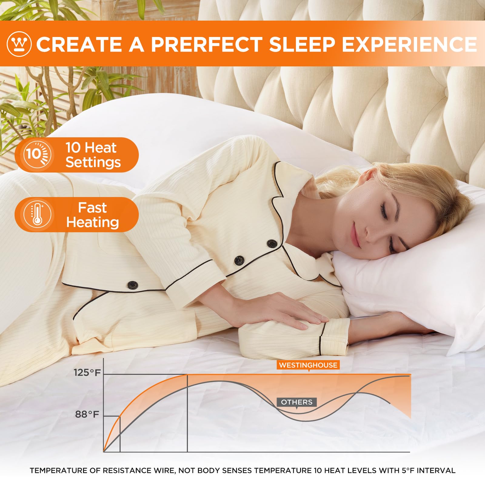 Westinghouse Electric Heated Mattress Pad Queen Size 60