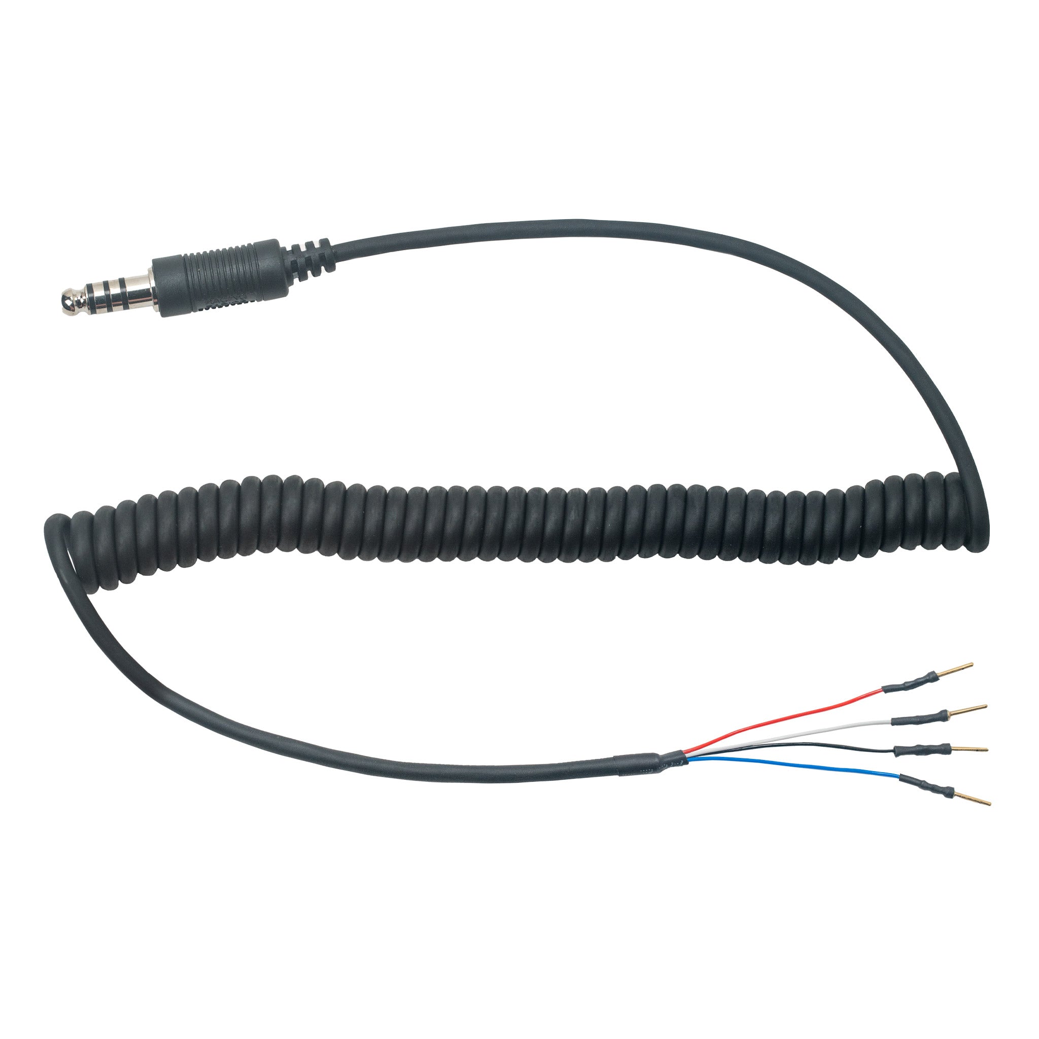 Coiled Helmet Cable - 4/C IMSA Style Motorcycle Headset Cord for Communication & Music | Durable, Tangle-Free Design for Riders & Bikers