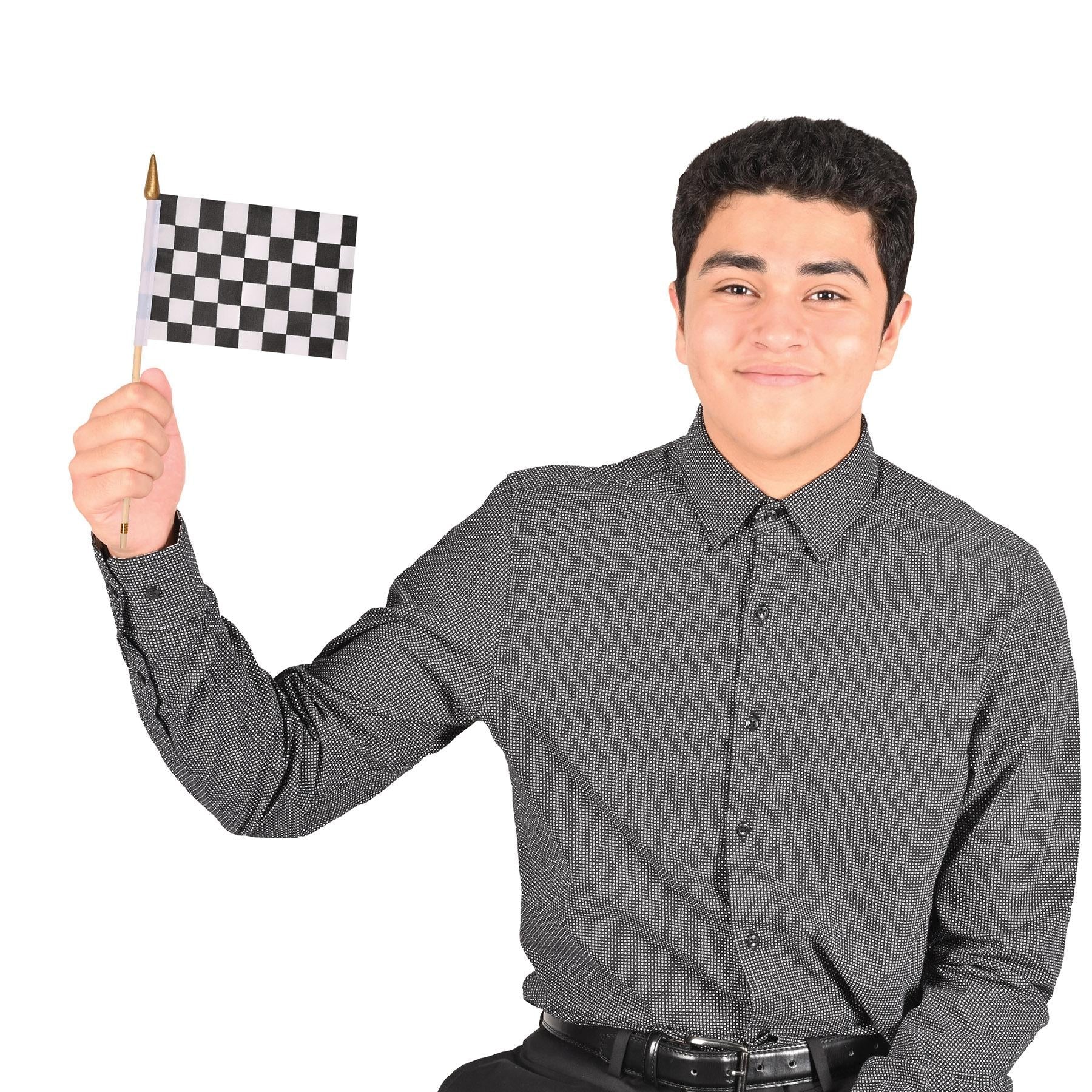 12 Pack Beistle 4x6 Inch Checkered Party Flags - Colorful Fabric Decorations for Birthday, Graduation & Holiday Celebrations