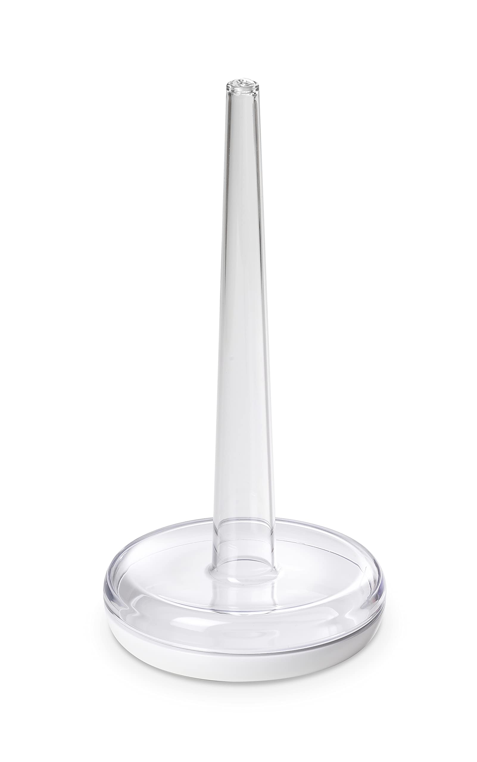 Omada Acrylic Paper Towel Holder - Clear Countertop Stand with White Base - Modern Kitchen Roll Dispenser for Bathroom & Office Use