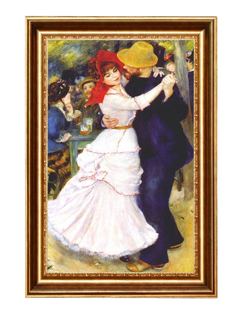 ELITEART Pierre-Auguste Renoir 'Dance at Bougival' Oil Painting Reproduction - Giclee Canvas Art Print Framed 20.5x29.5 Inches - Wall Decor for Living Room, Bedroom & Office
