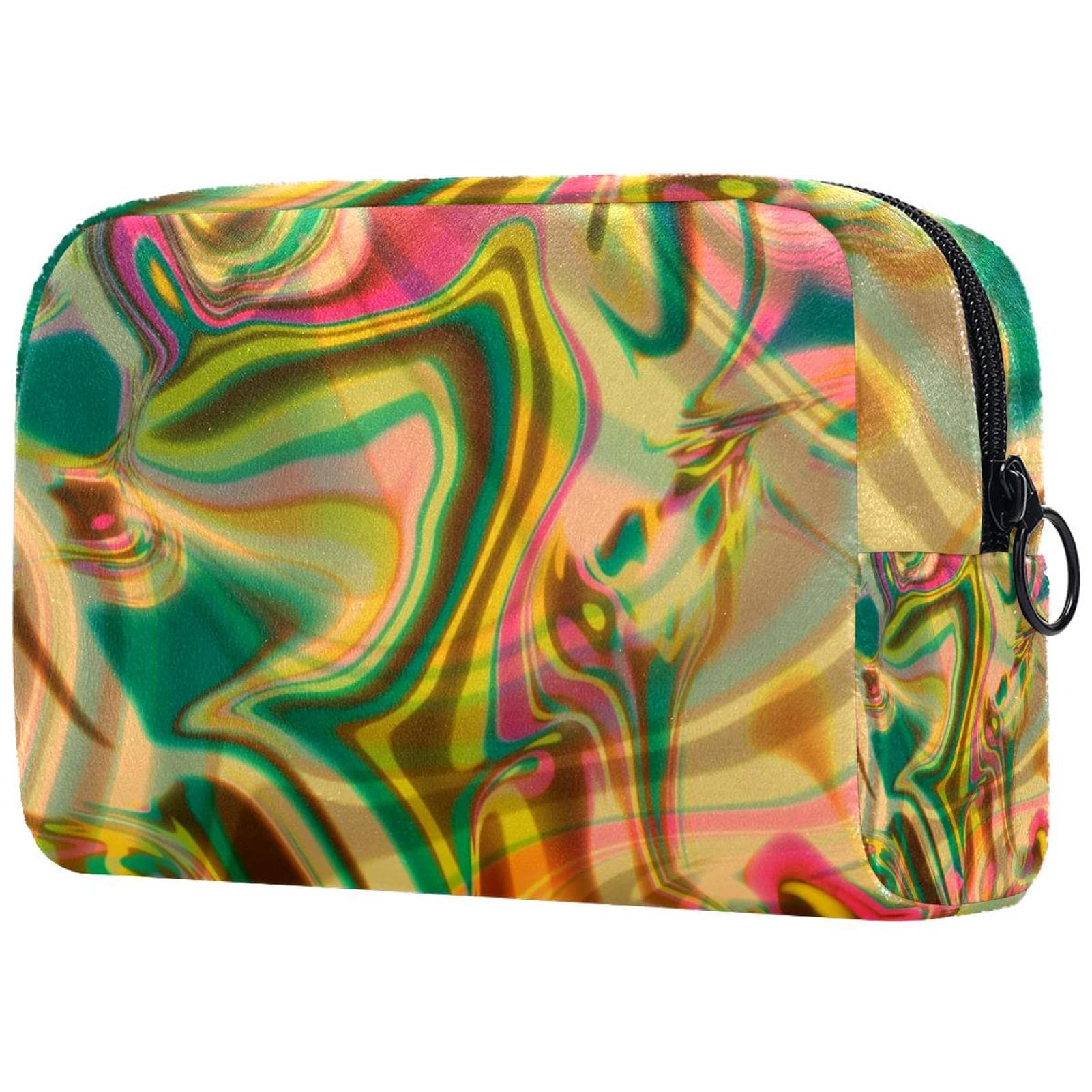 Large Makeup Bag with Zipper - Travel Cosmetic Organizer for Women & Girls, Abstract Pattern - Perfect for Travel, Gym & Daily Essentials Storage