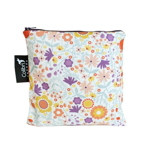 Colibri Large Reusable Snack Bag - Eco-Friendly Food Storage for Kids & Adults | Perfect for School Lunches, Picnics, Travel & On-the-Go Snacks | Wild Flowers Design
