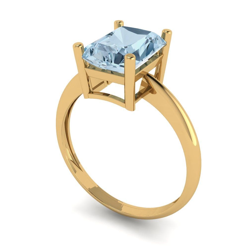 2.5ct Radiant Cut Natural Swiss Blue Topaz Solitaire Ring - 18k Yellow Gold VVS1 Clarity for Engagement, Wedding, Anniversary - Elegant Bridal Jewelry Gift for Her - Perfect for Proposals, Special Occasions & Everyday Wear
