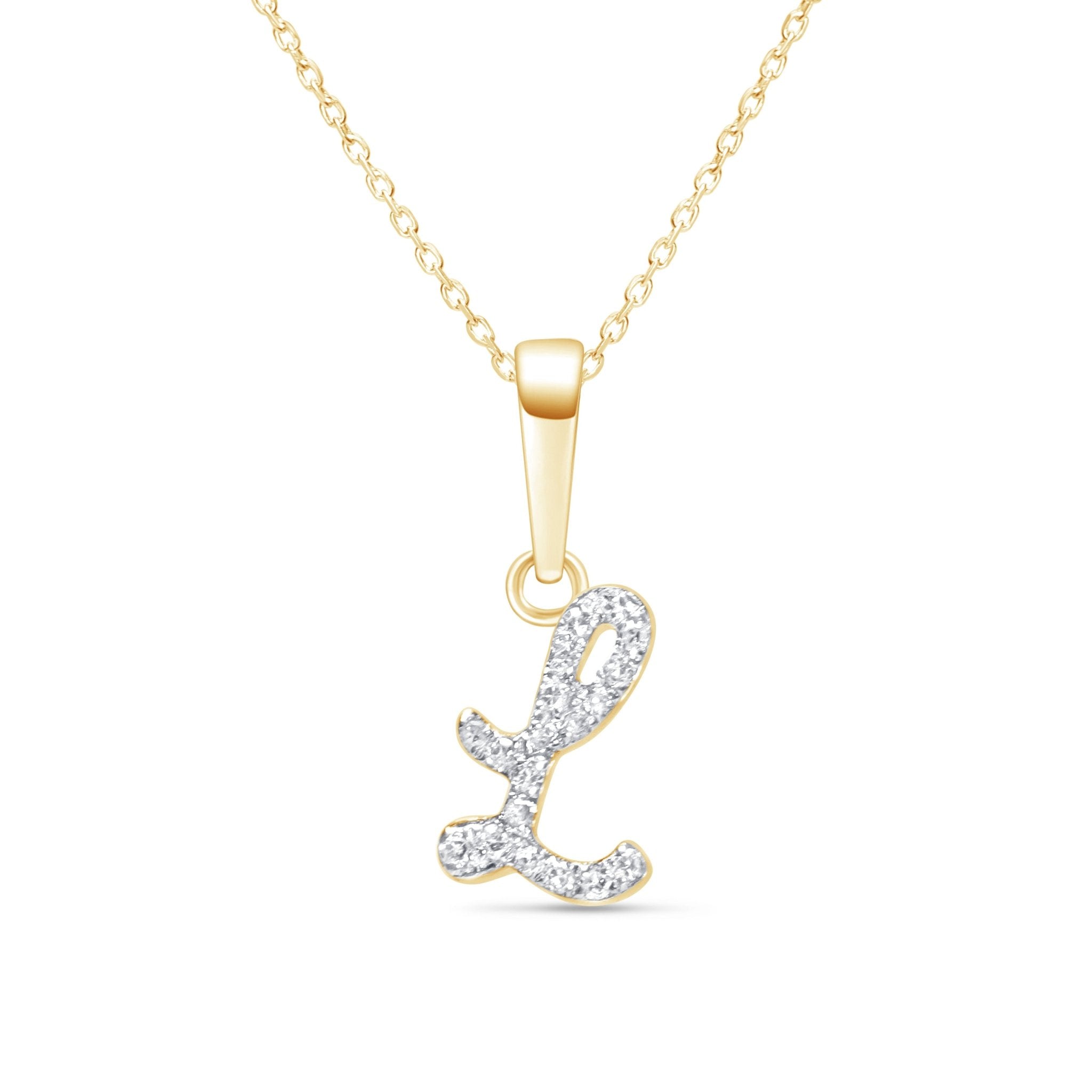 14K Solid Yellow Gold Cursive Diamond Initial Necklace - Personalized Name Pendant for Women, Gift for Her, Birthday, Anniversary, Valentine's Day