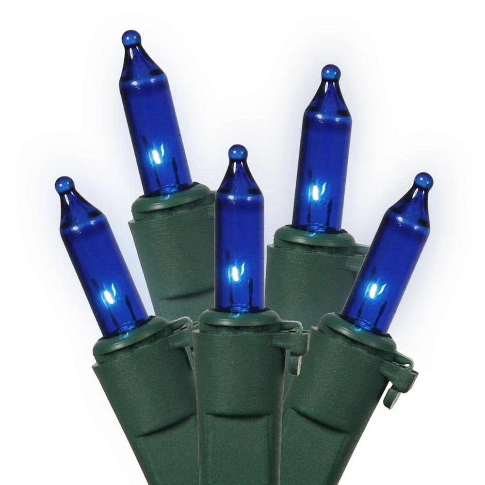 Vickerman 50 LED Blue Christmas Lights on Green Wire - Outdoor/Indoor Holiday Decorations for Tree, Window, Roof & Party