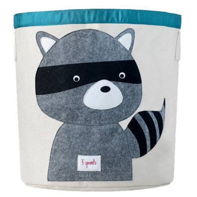 3 Sprouts Storage Bin with Raccoon Design - Organize Kids' Toys, Clothes & Nursery Essentials - Perfect for Playrooms, Bedrooms & Daycare Centers