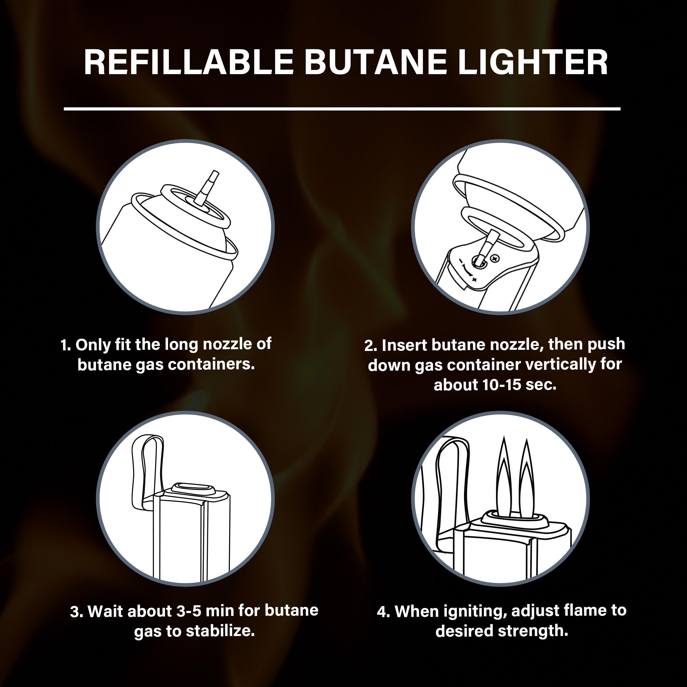Visol Buffalo Quad Flame Lighter - Windproof Refillable Butane Lighter for Cigars, Candles & Outdoor Use (Butane Not Included)