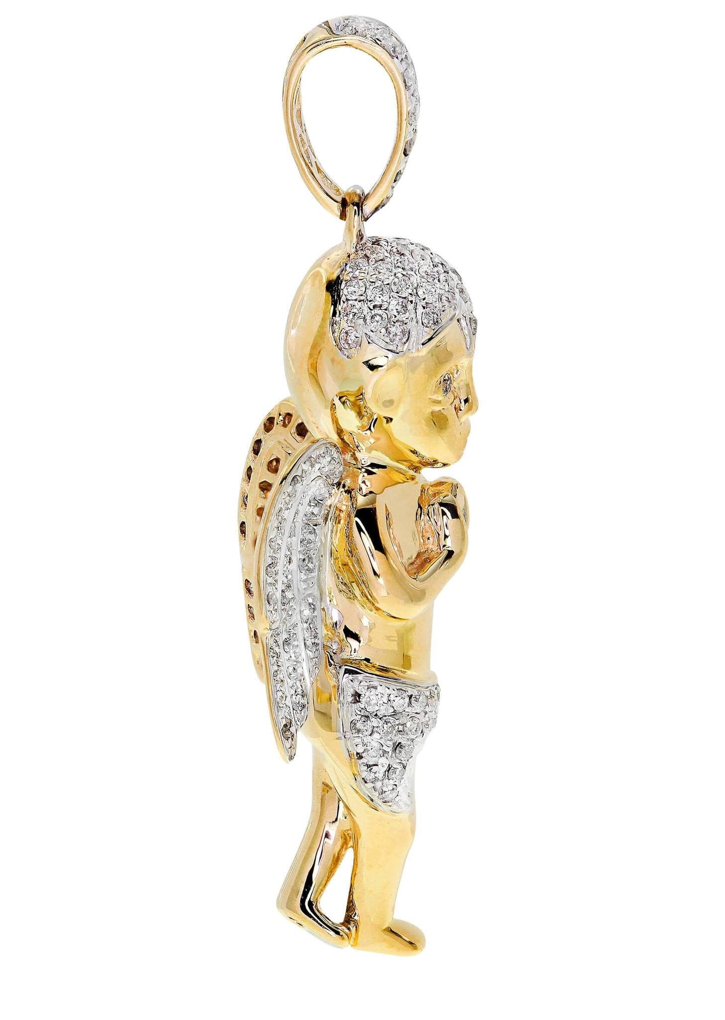 Diamond Angel Pendant Necklace - 9.67 Grams Solid 925 Sterling Silver - 1 Carat Genuine Diamond - Perfect Gift for Women, Birthday, Anniversary & Valentine's Day