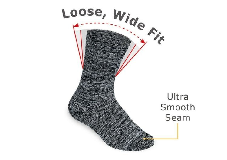 Extra Roomy Thick Socks for Men & Women - Black/Gray - Comfortable Winter & Outdoor Socks for Hiking, Running & Daily Wear
