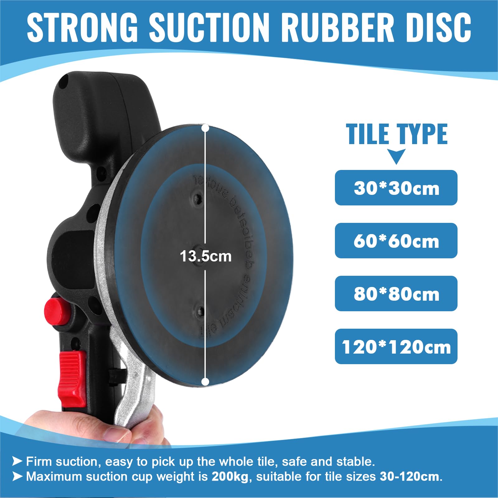 MXBAOHENG 6-Speed Tile Vibrator 19000VPM 4500mAh with Suction Cup, 100kg Load Capacity for 30-120cm Ceramic Tiles (2 Batteries Included) - Perfect for Tile Installation, Renovation & DIY Projects