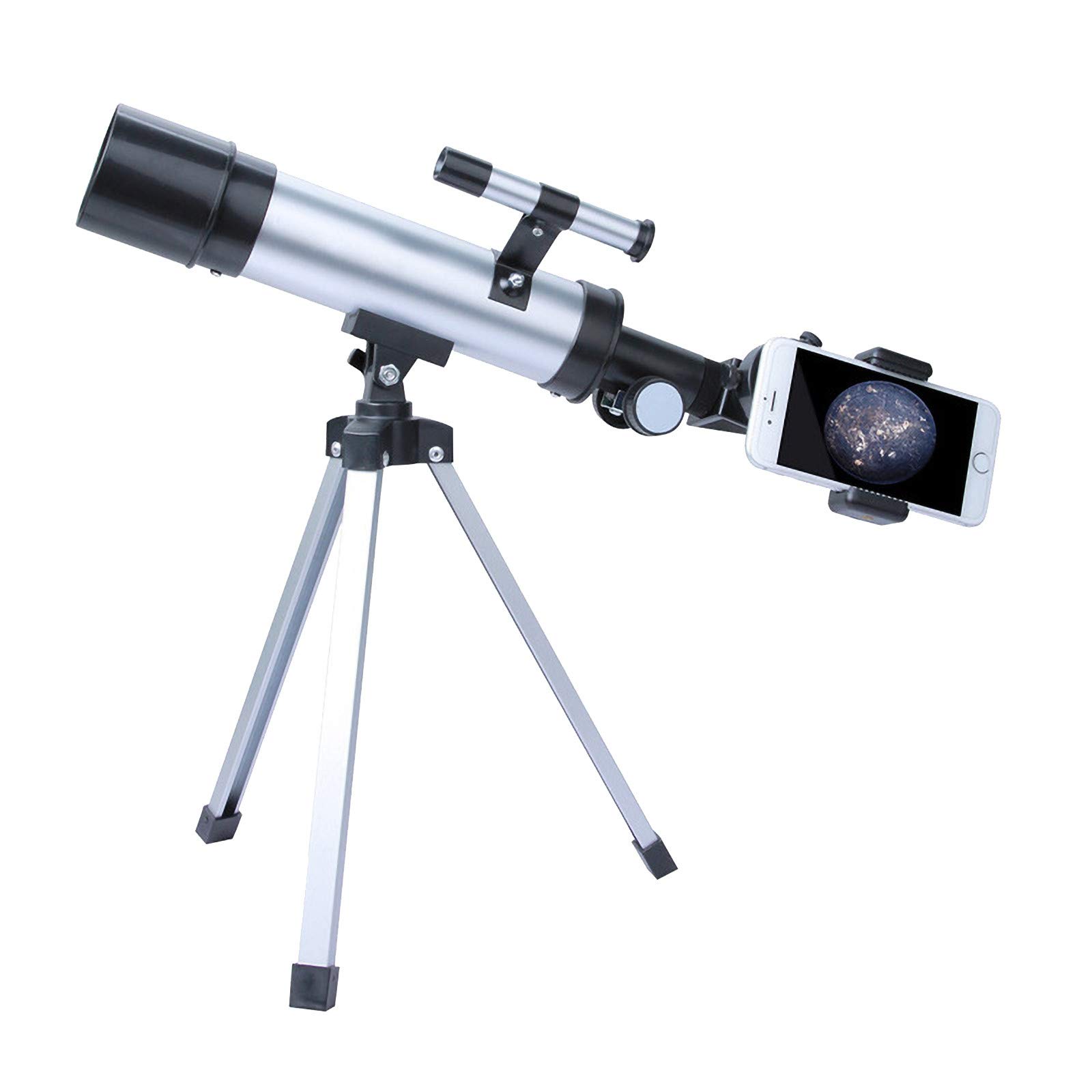 GREFER 50mm Aperture 360mm Refracting Telescope for Astronomy Beginners - Portable Travel Telescope with Tripod for Adults & Kids, Compact Design for Stargazing, Bird Watching & Outdoor Adventures (Silver)