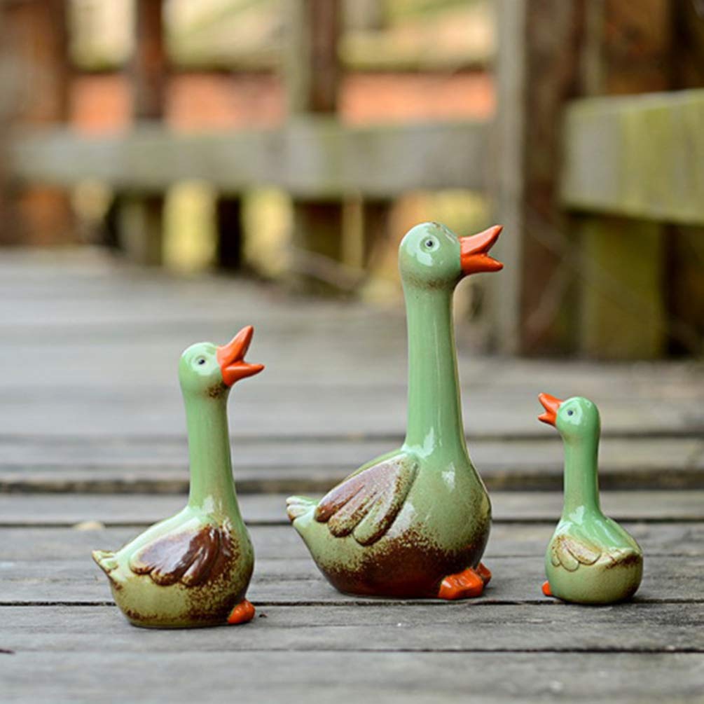 DOITOOL 3pc Ceramic Miniature Duck Figurines - Cute Home Decor, Micro Landscape & Car Accessories - Perfect for Indoor Tabletop Displays, Garden Ornaments, and Vehicle Dashboard Decorations
