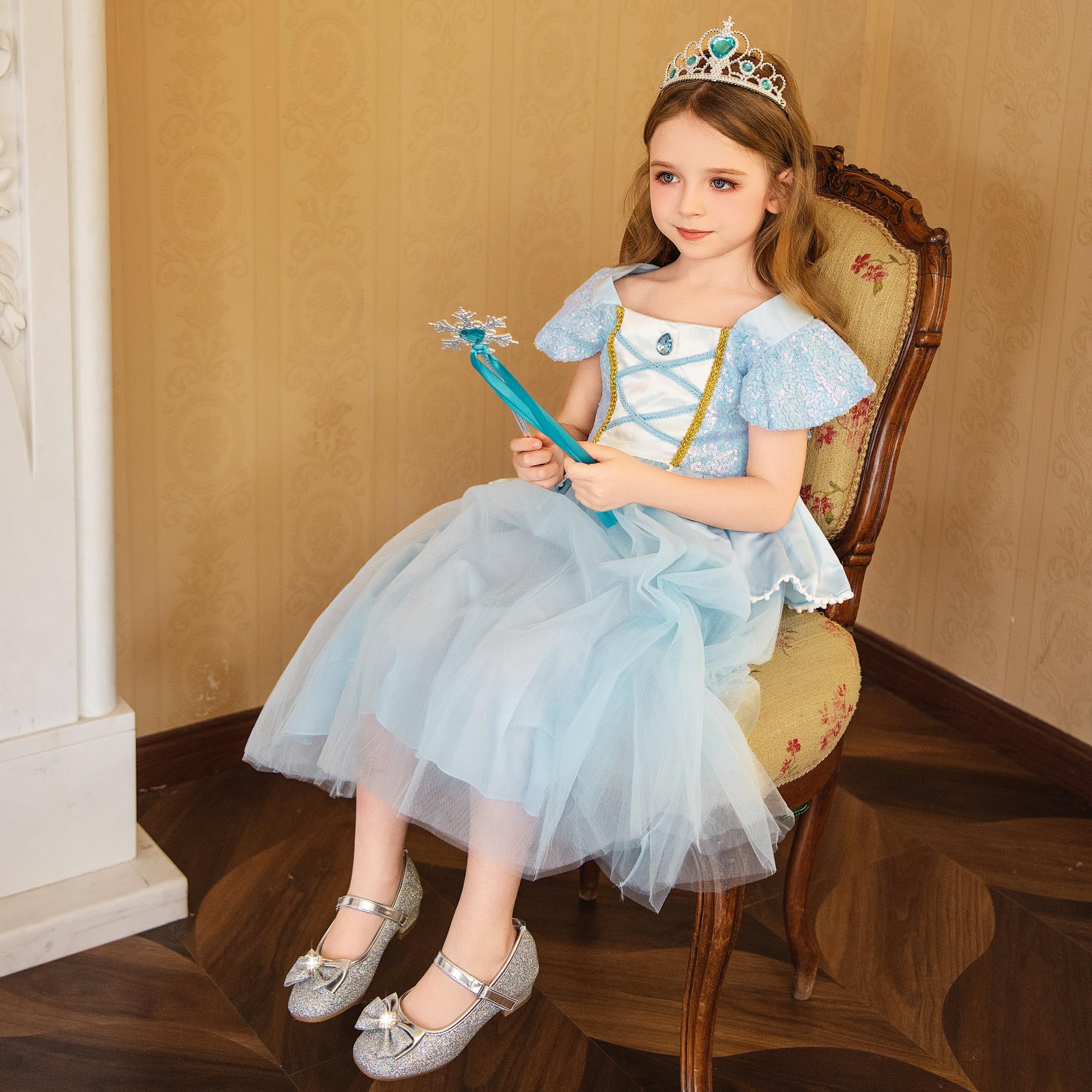 Furdeour Girls Mary Jane Dress Shoes - Glitter Flower Wedding Heels for Toddler Bridesmaids & Princess Party | Perfect for Weddings, Birthday Parties & Special Occasions