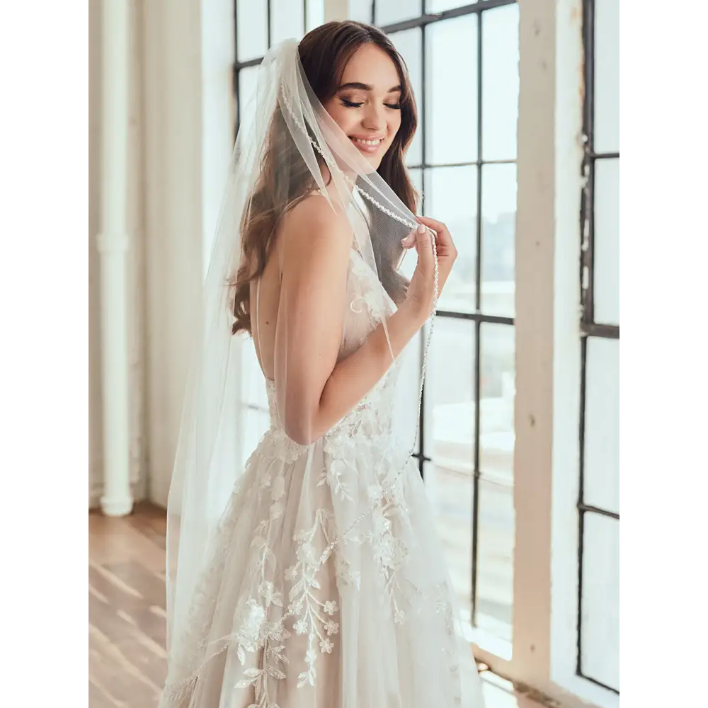 Elegant Bridal Veil with Lace Trim - V2380SF | Perfect for Weddings, Bridal Showers & Formal Events