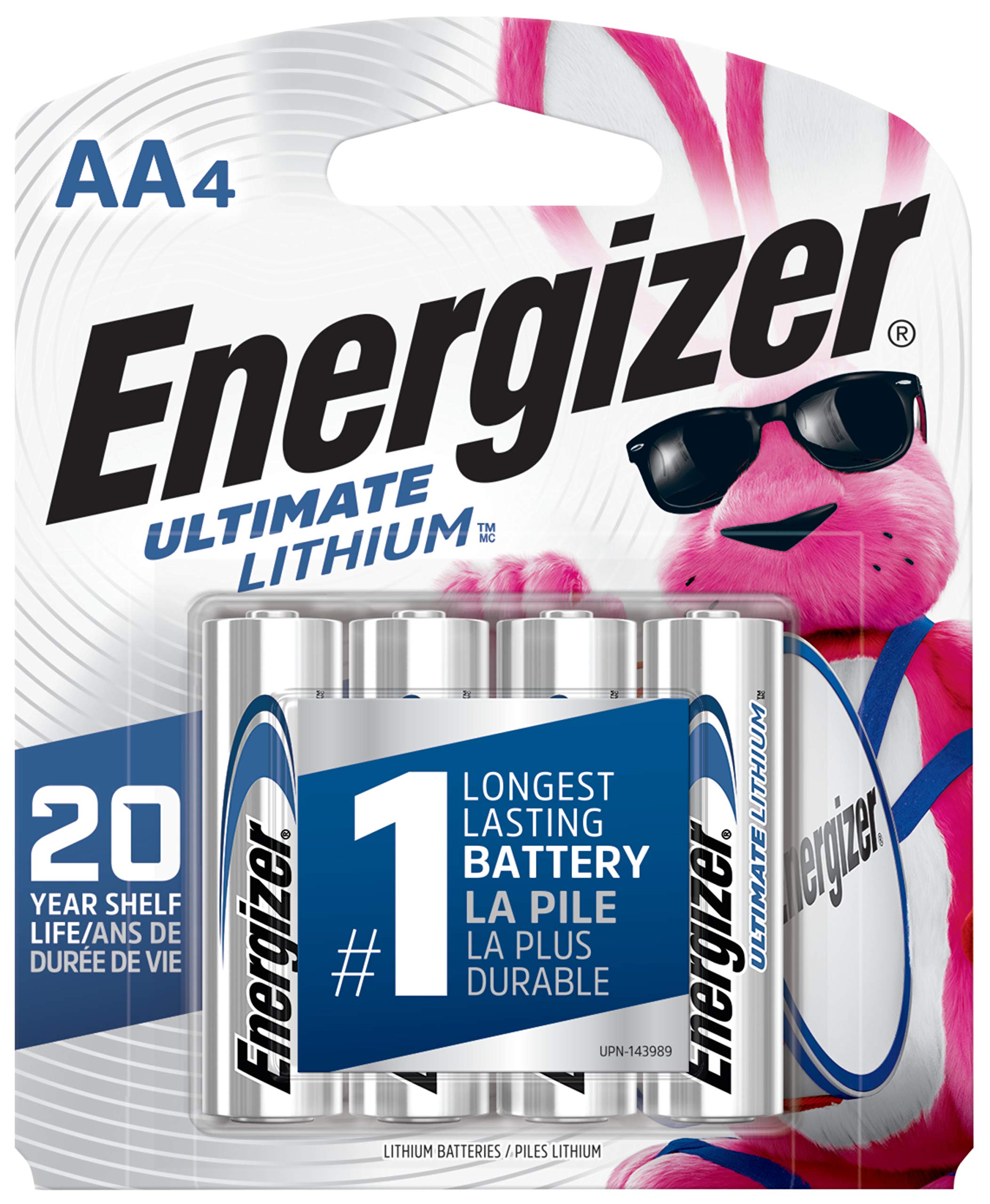 Energizer Ultimate Lithium AA Batteries (4-Pack) - Longest Lasting AA Battery for High-Tech Devices | Ideal for Digital Cameras, Gaming Controllers & Smart Home Devices | Black (EVEL91BP4)