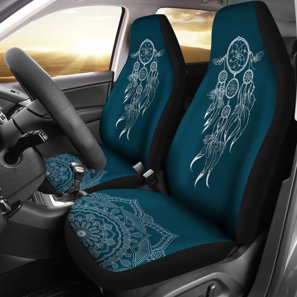 Premium Mandala Floral Dreamcatcher Car Seat Cover - Handmade Bohemian Style Car Accessory for Women - Perfect for Road Trips, Yoga Meditation & Home Decor