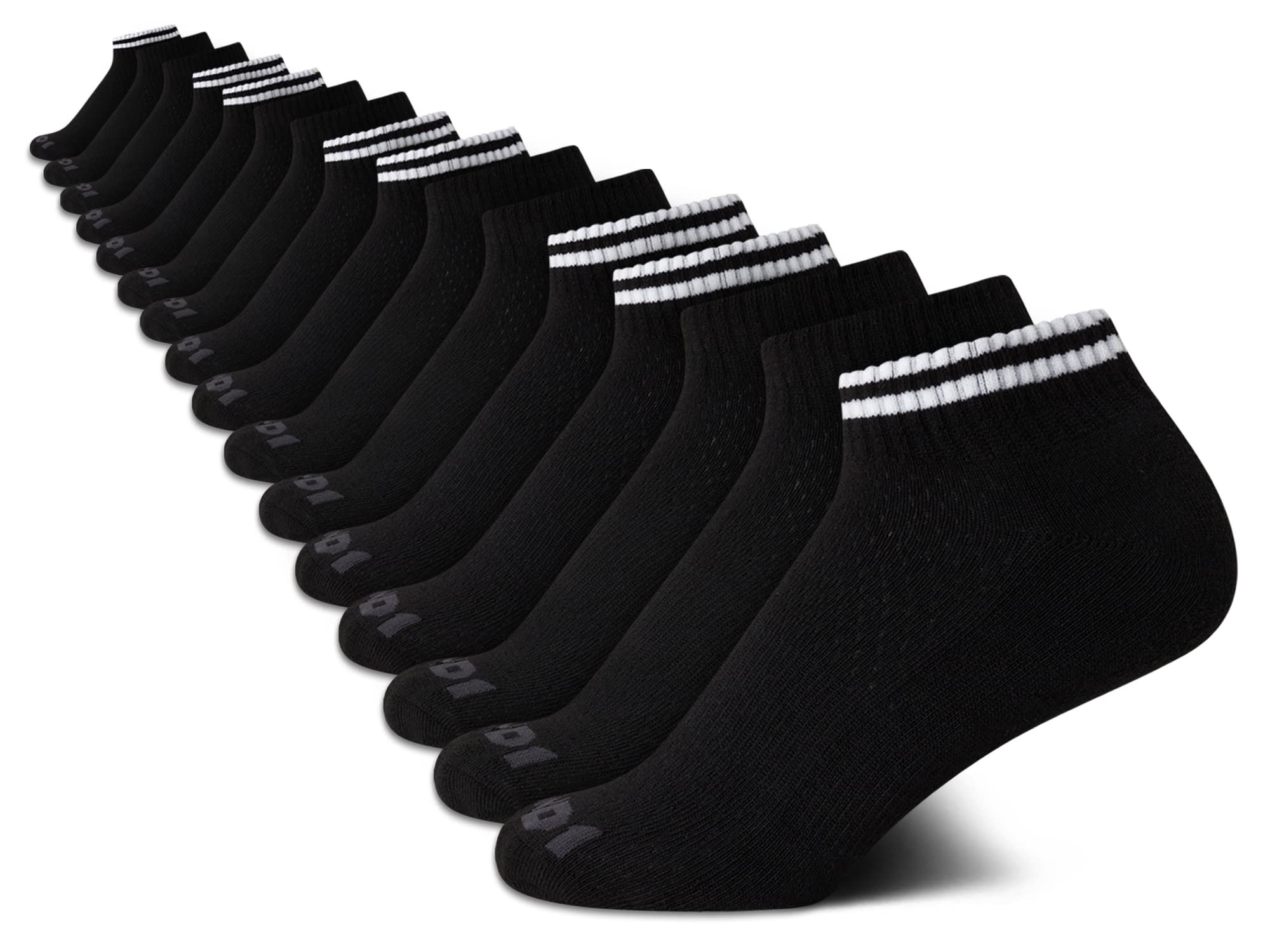 AND1 Boys' Athletic Cushioned Quarter Socks - 16 Pack for Basketball, Running & Sports - Breathable Comfort Socks for Kids & Teens - Perfect for School PE, Gym & Daily Wear