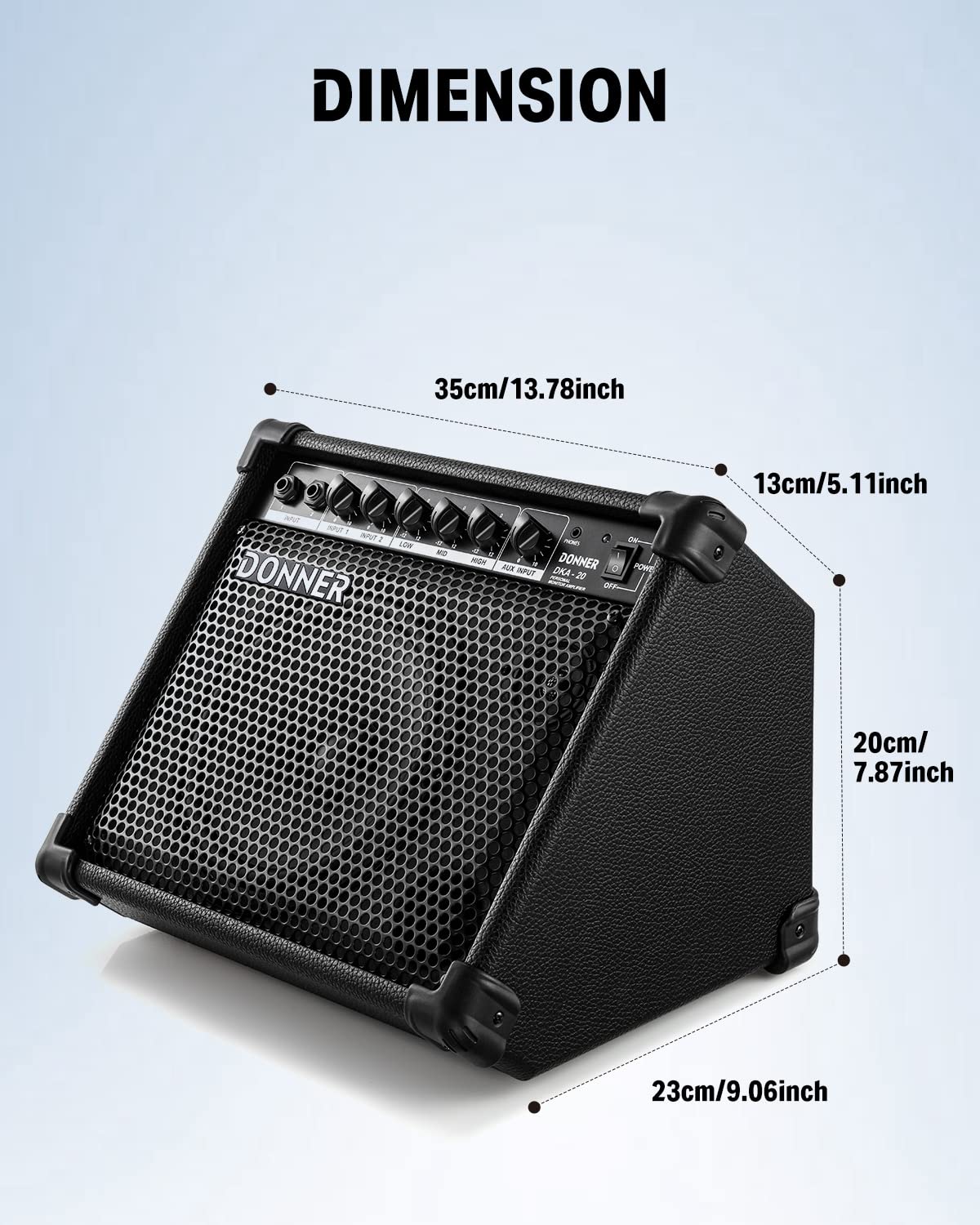 Donner DKA-20 20W Keyboard Amplifier with Aux Input, 2 Channels - Portable Bass Guitar & Piano Amp with Mic Input | Perfect for Home Practice, Live Performances & Electronic Drum Monitoring