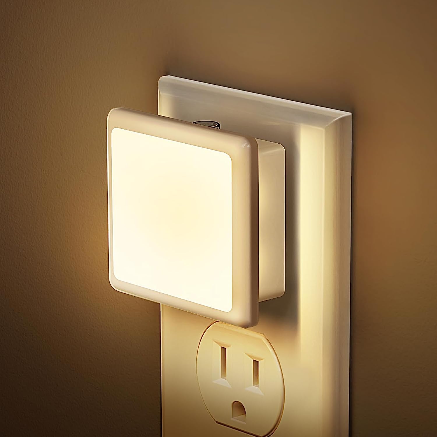 JandCase Soft White LED Night Light Plug into Wall - 2 Pack with Dusk to Dawn Sensor, 3000K Warm Light, 0.3W Energy Efficient Nightlight for Kids Room, Nursery, Bedroom, Bathroom & Hallway - Perfect for Safe Nighttime Navigation and Comfort