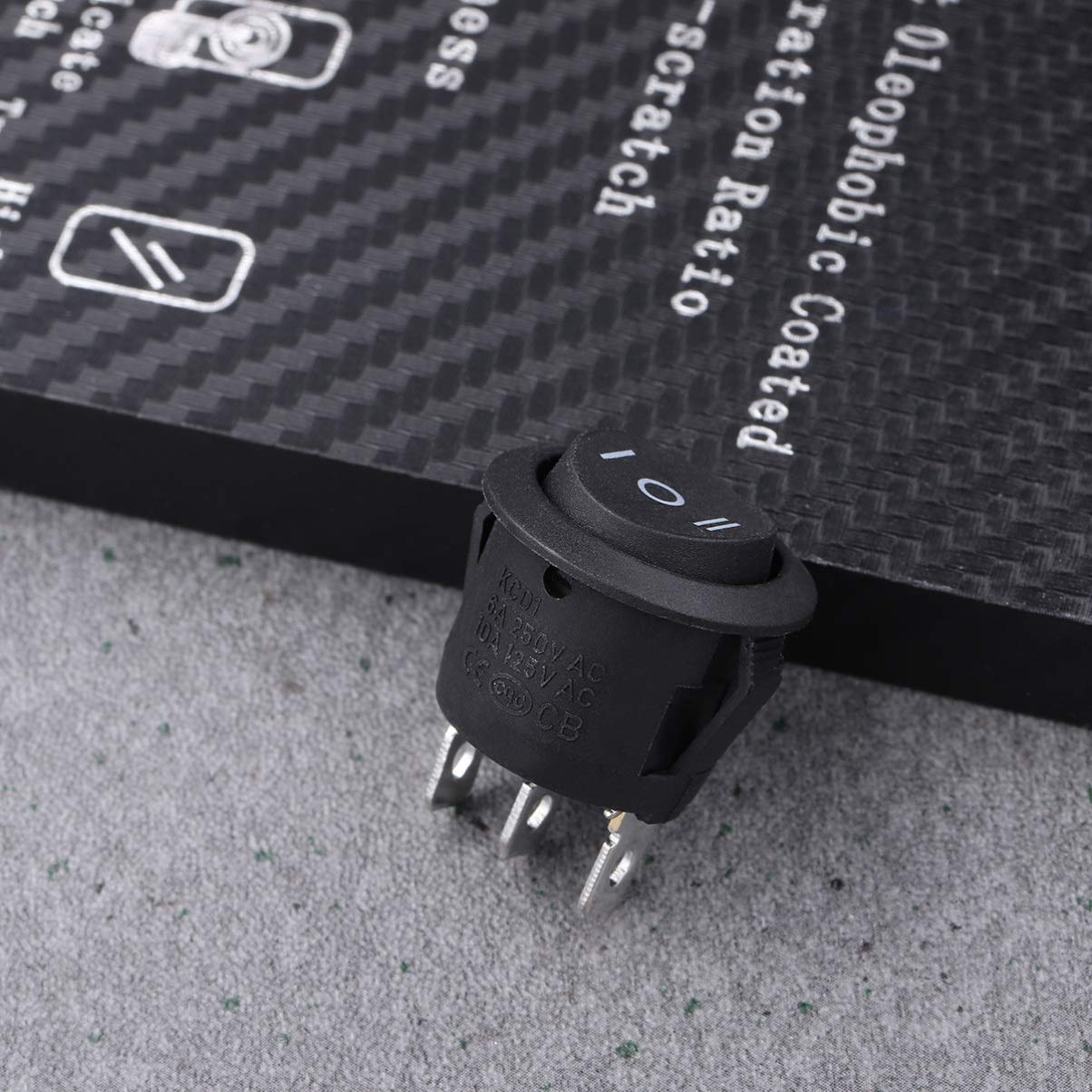 BESPORTBLE 5-Piece Rocker Switch Set - 3 Round Double Throw Push Buttons for Power Control in Office, Bar, and Car Applications