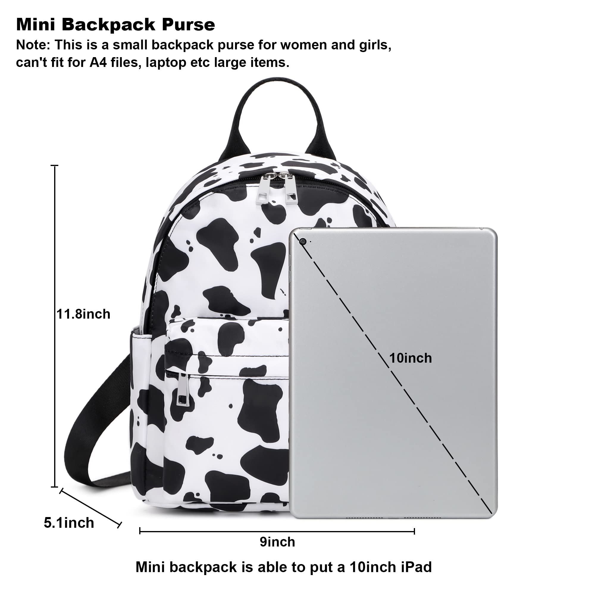 Cow Print Mini Backpack for Women & Girls - Cute Small Backpack Purse for School, Travel, Work & Daily Use | Fashionable Cowhide Design for Teens, Adults & Kids