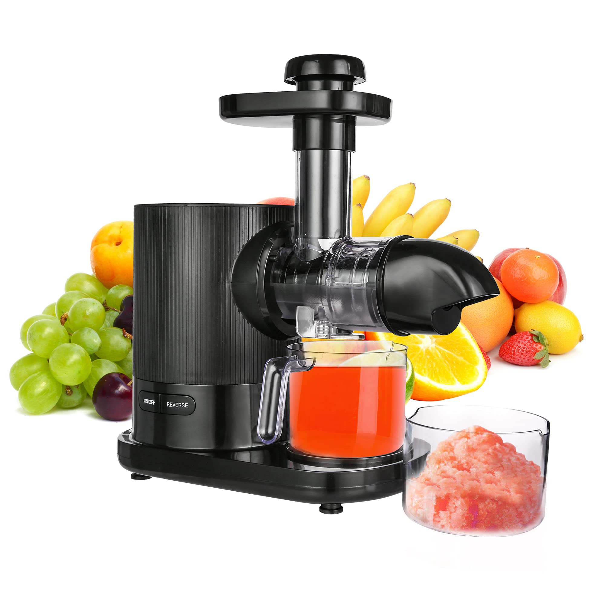 Premium 304 Stainless Steel Slow Juicer - 150W Low-Speed Cold Press Juicer for Fruits & Vegetables, BPA-Free, High Juice Yield, Easy Clean Dishwasher Safe - Perfect for Celery, Ginger & Healthy Juicing at Home