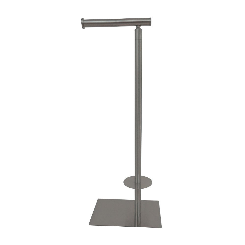 Freestanding Toilet Paper Holder Stand with Metal Lever Handle - Satin Nickel Finish for Bathroom, Restroom & Home Decor