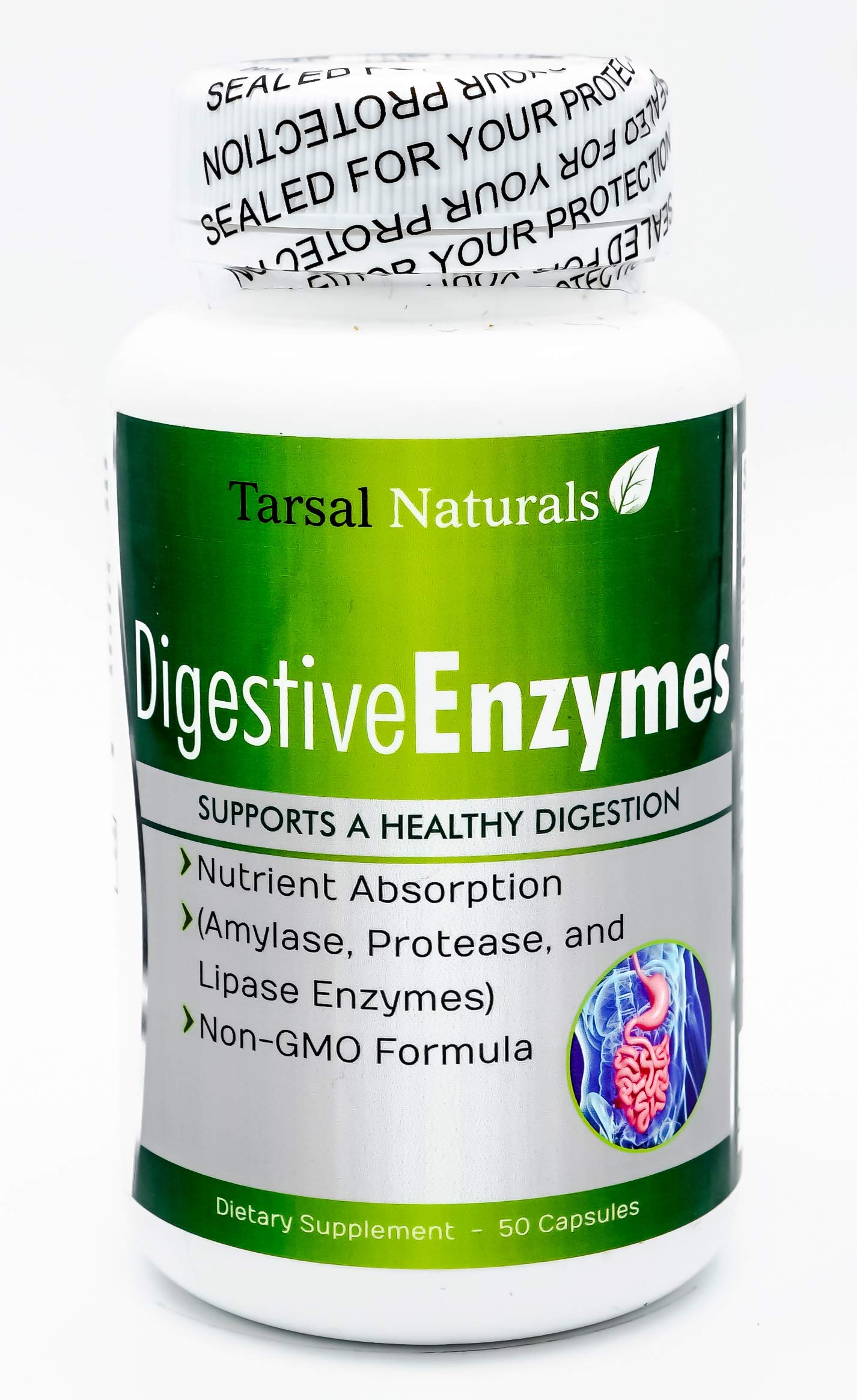 Digestive Enzymes 50 Capsules - Amylase, Protease & Lipase Formula for Carb, Protein & Fat Breakdown | Gluten-Free, Made in USA | Supports Healthy Digestion & Gut Health | Ideal for Meals, Bloating Relief & Nutrient Absorption