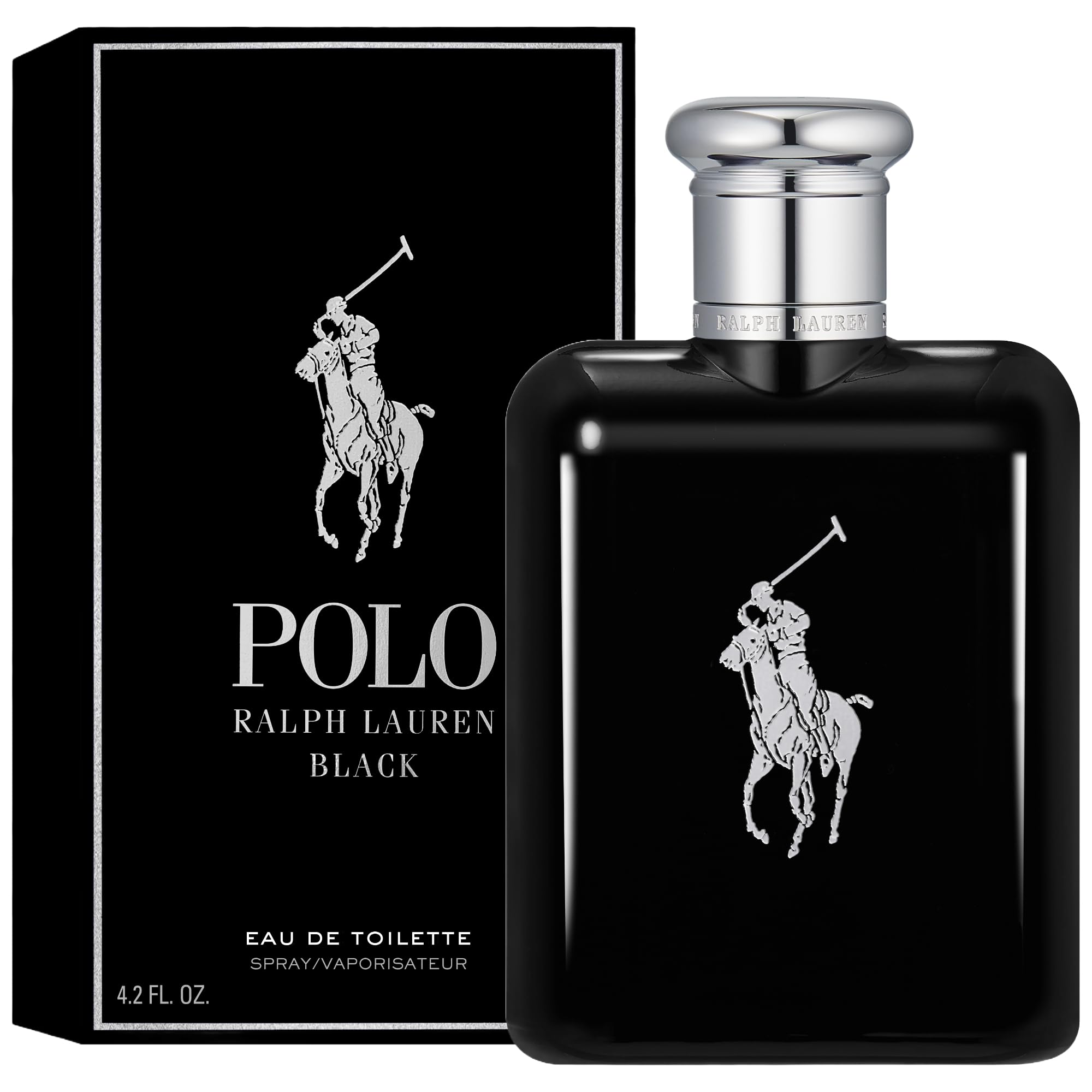 Ralph Lauren Polo Black Eau de Toilette for Men - Woody Fresh Cologne with Patchouli, Sandalwood & Mandarin - Medium Intensity Fragrance - Perfect for Date Night, Office & Everyday Wear