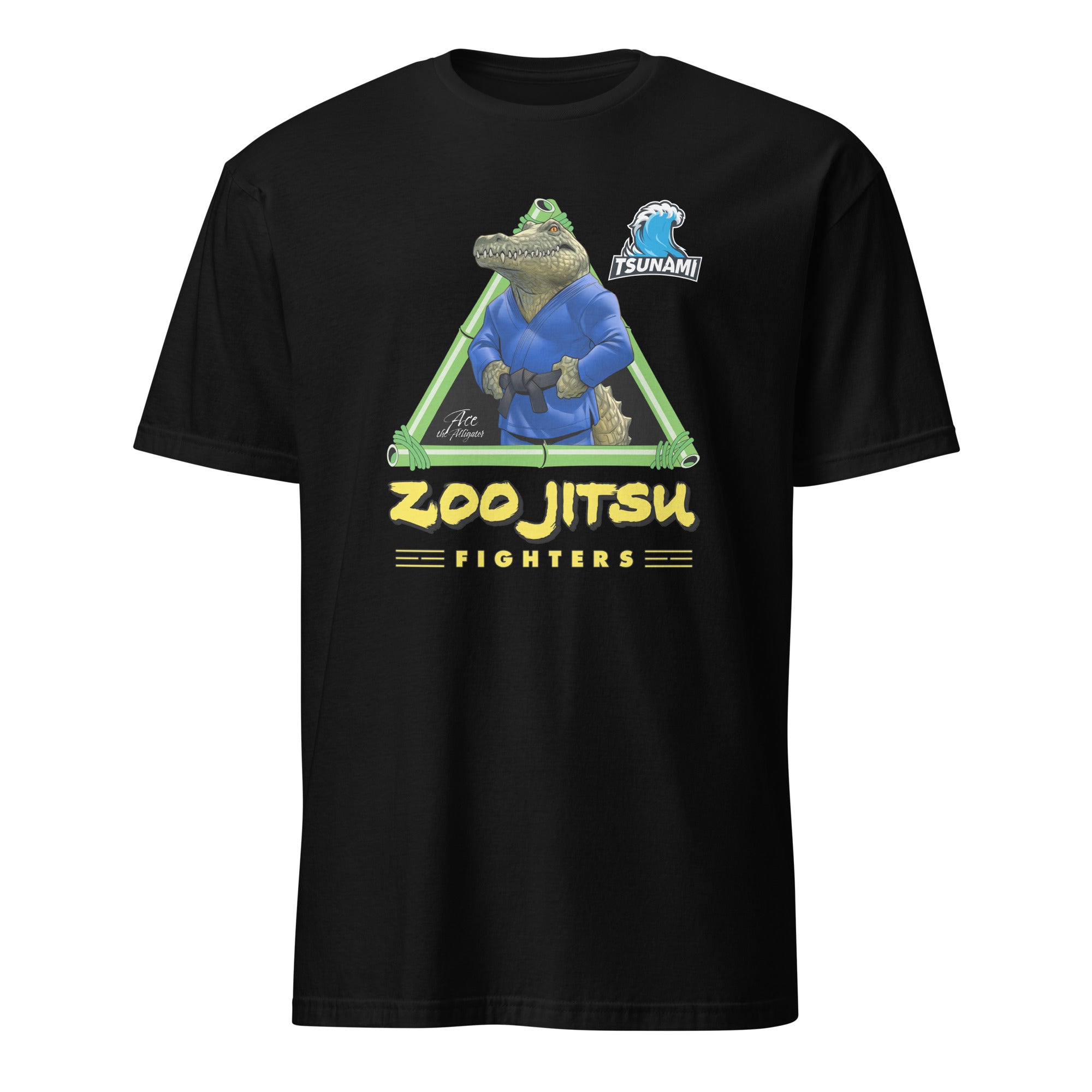 Zoo Jitsu Fighters Alligator Print Unisex Short Sleeve T-Shirt - Funny Animal Martial Arts Graphic Tee for Men & Women - Perfect for Gym, Casual Wear & Gifts