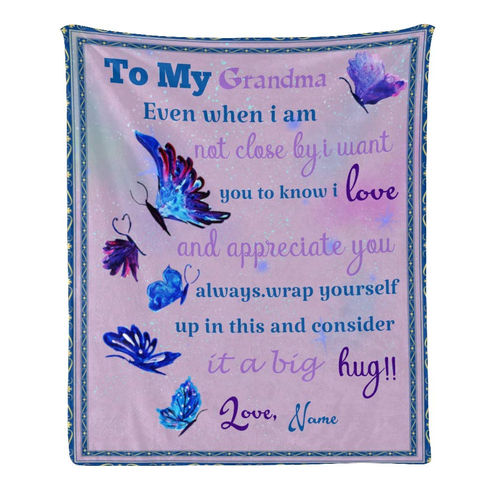 Custom Fleece Throw Blanket for Grandma - Personalized with Name - Soft & Cozy 50x60 Inch Gift for Bed, Sofa & Couch - Perfect for Birthday, Christmas & Mother's Day Gifts