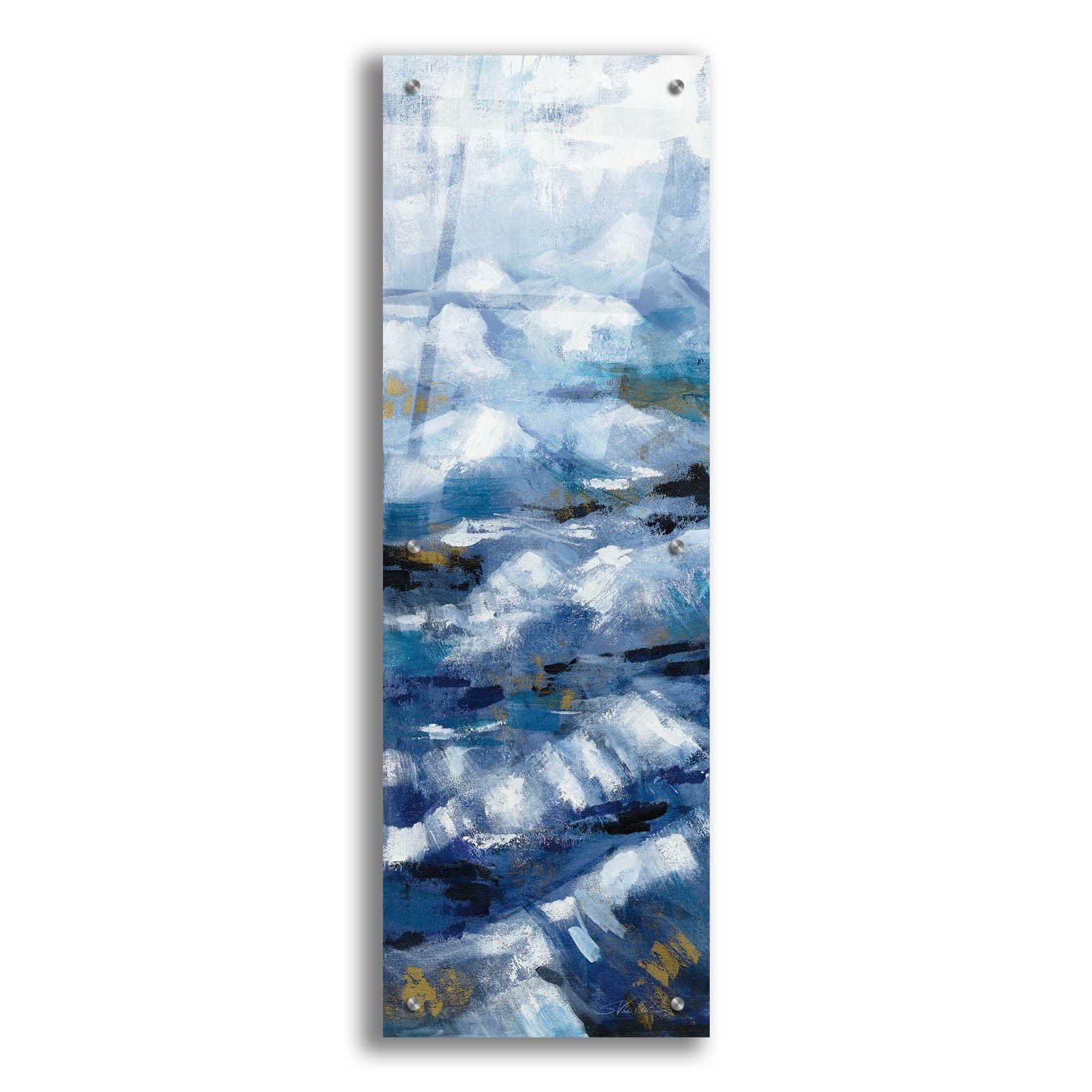 Silvia Vassileva 'Above the Mountains III' Acrylic Glass Wall Art - 12x36 Inches Modern Abstract Landscape Painting for Living Room, Bedroom & Office Decor