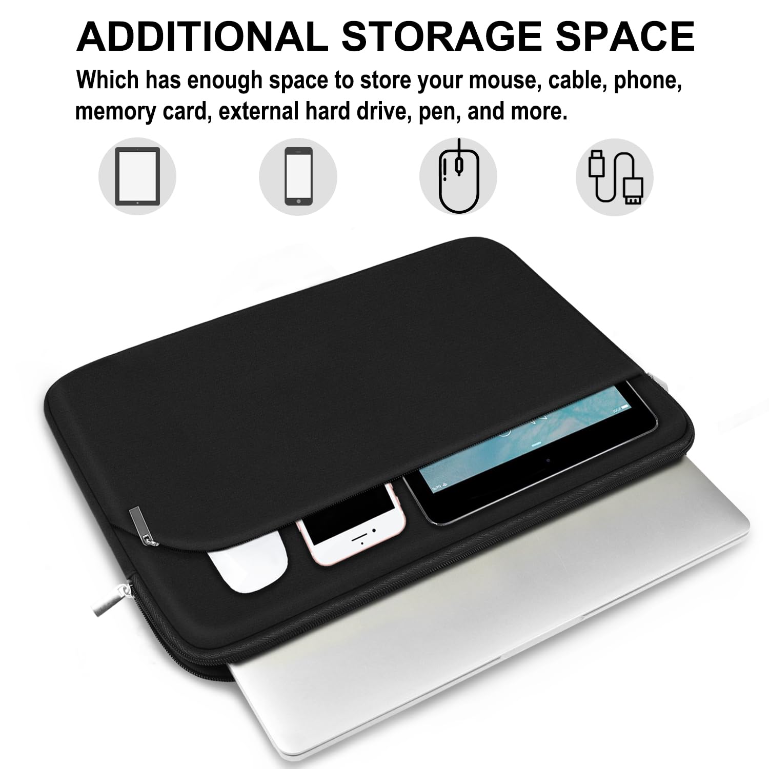 14 Inch Laptop Case with Front Pocket - Slim Protective Sleeve for MacBook Air/Pro, HP, Dell, Lenovo, Acer - Ideal for Travel, Work & School