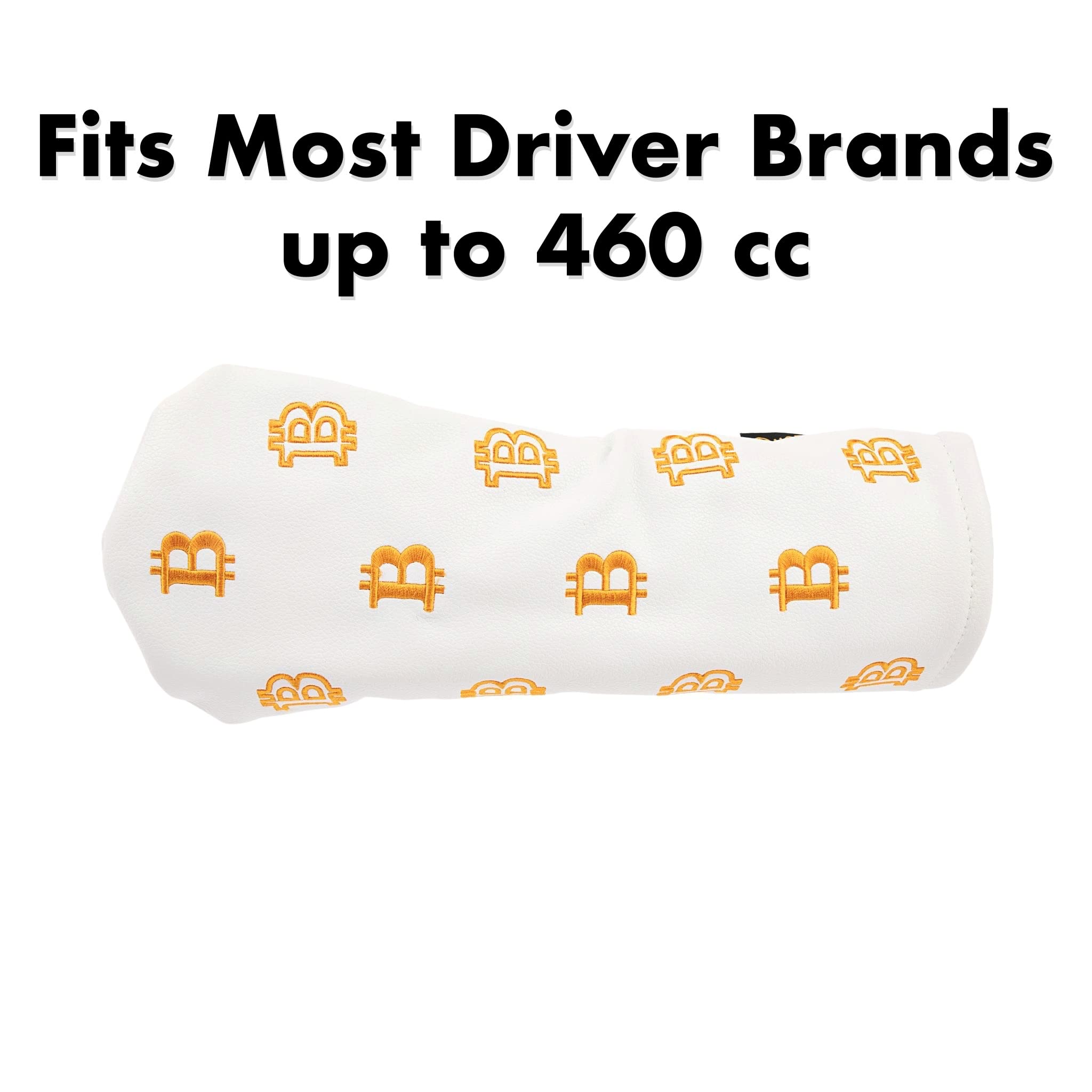 Bitcoin Golf Driver Headcover - Premium Leather Golf Club Covers for Men & Women - HODL 21 Head Cover Golf Accessories (White) - Perfect for Crypto Enthusiasts & Golf Lovers on the Course