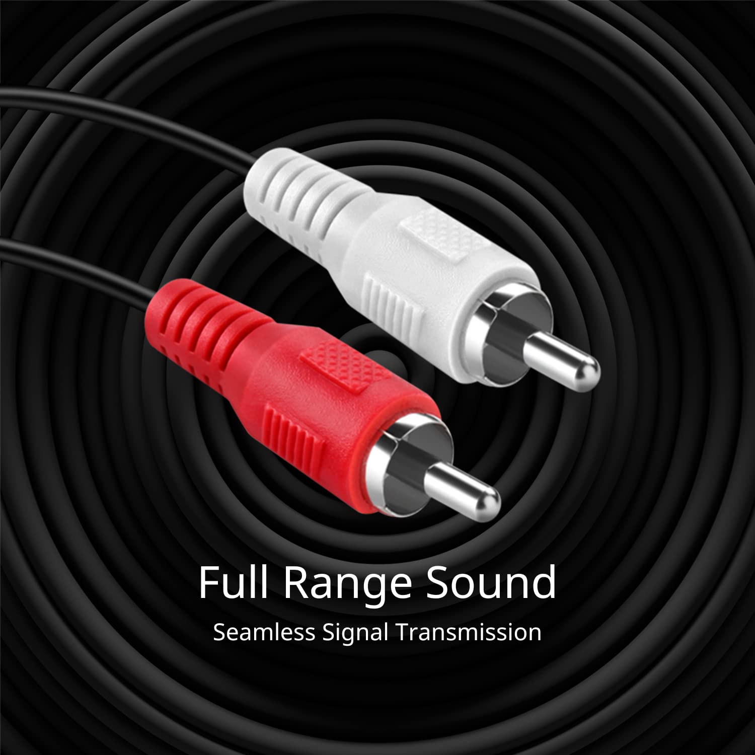 TNP 10 FT Male to Male Red and White Audio Cable - High-Quality Car Audio Connector Plug Jack Wire Cord for Home Theater, HDTV, Amplifiers, Hi-Fi Systems, Speakers - Perfect for Gaming, Studio Recording, and Multimedia Setups