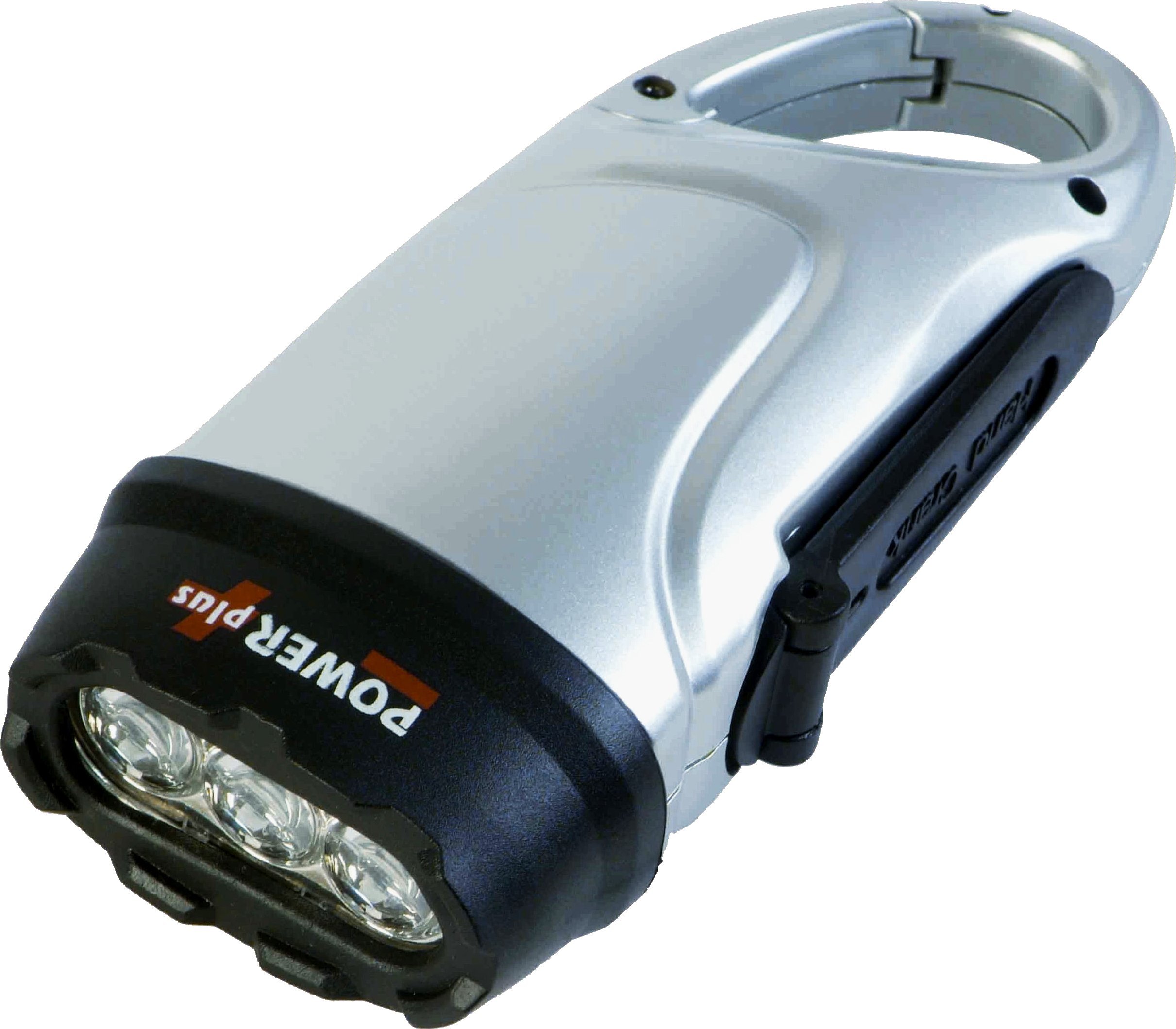 Powerplus Dolphin Carabiner Clip Dynamo LED Flashlight with USB Charger - Emergency Light for Camping, Hiking & Power Outages