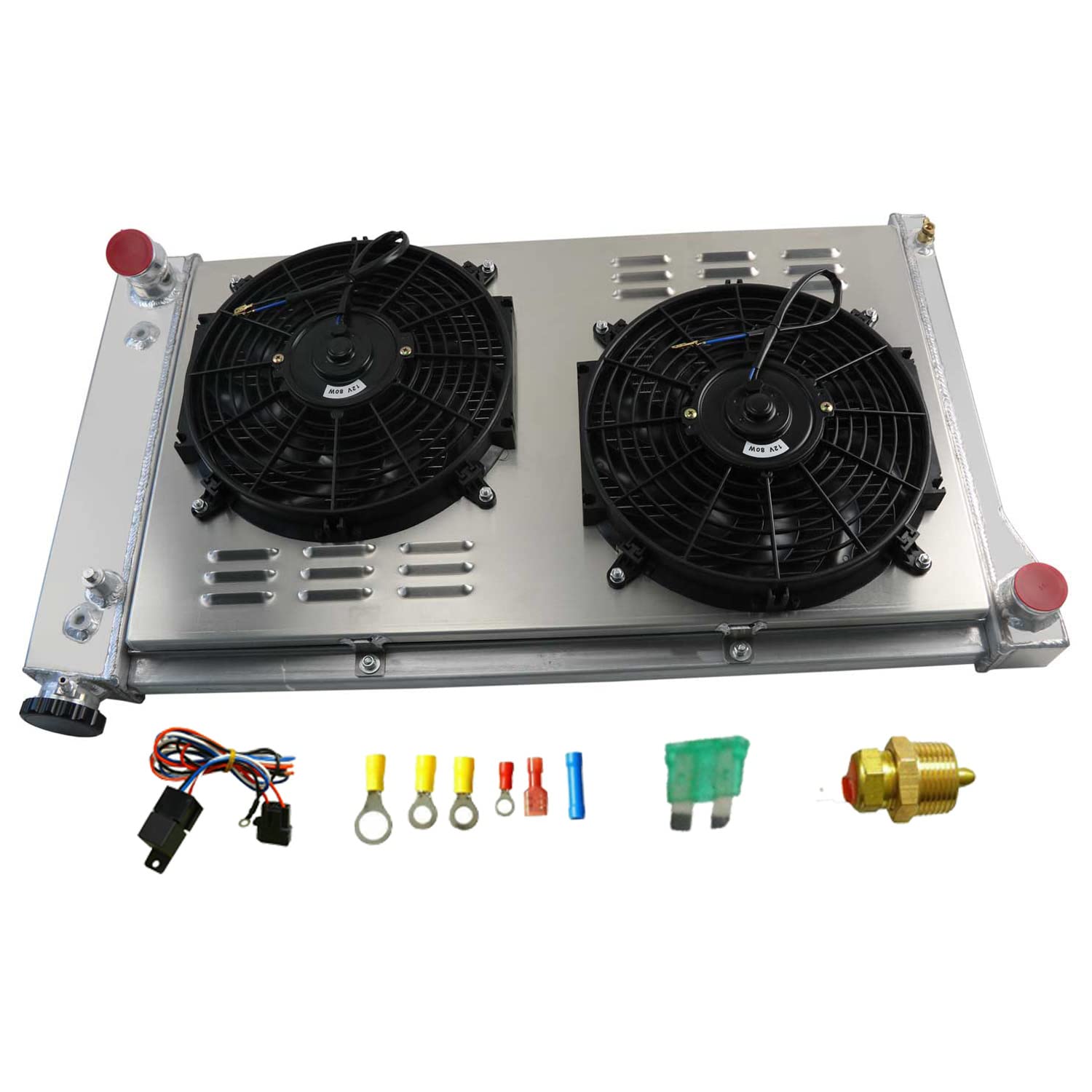 High-Performance Aluminum Radiator for 1967-1972 Chevy GMC C10 C20 C30 K10 K20 K25 Trucks & Blazer - 3 Row Core with Fan Shroud - Perfect for Pickup, Suburban & Van Upgrades
