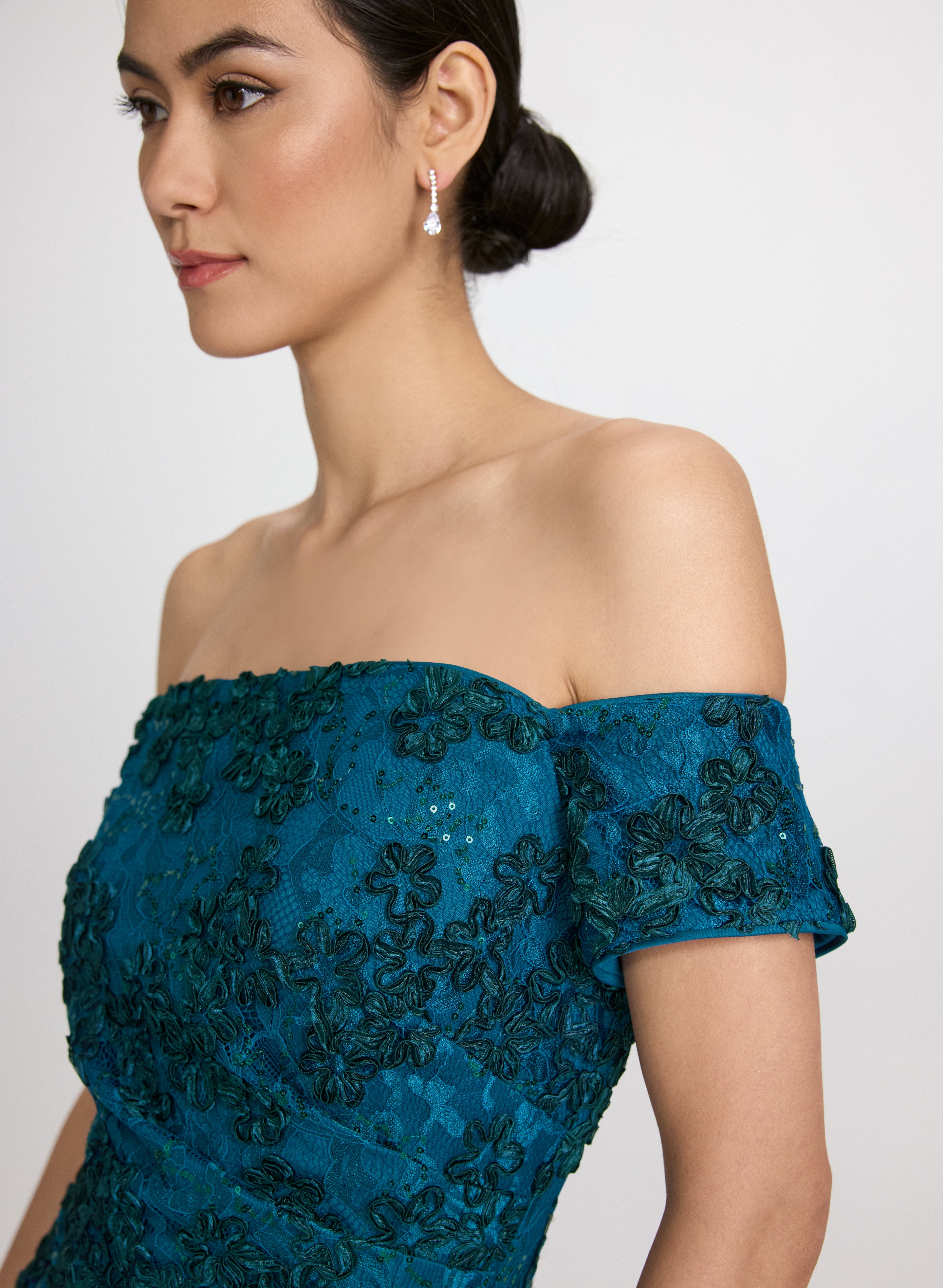 Elegant Embroidered Lace Off Shoulder Dress for Women - Summer Beach Party & Wedding Guest Outfit