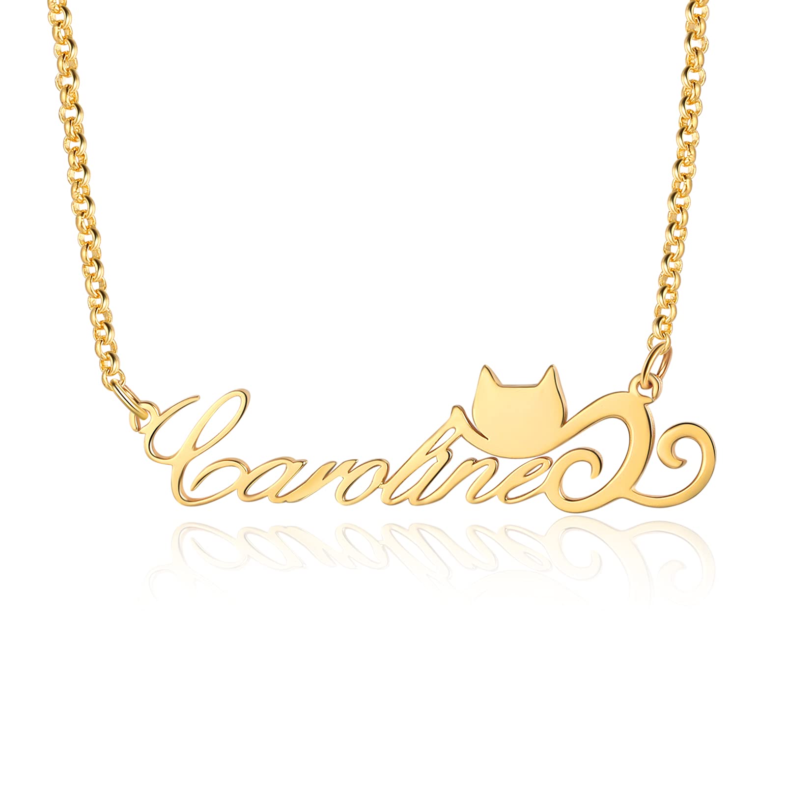 Custom Gold Kitty Name Necklace for Women - Personalized Gift for Her