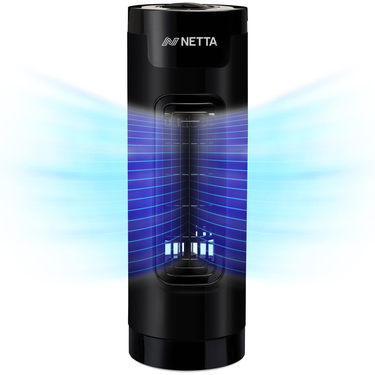 NETTA 14 Inch Oscillating Tower Fan - 3 Speed Settings, Ultra Quiet Operation, 65° Wide Angle Cooling, Compact Space Saving Design for Home, Office & Bedroom Use - Perfect for Summer Cooling, Nighttime Sleep & Workspace Comfort - Black