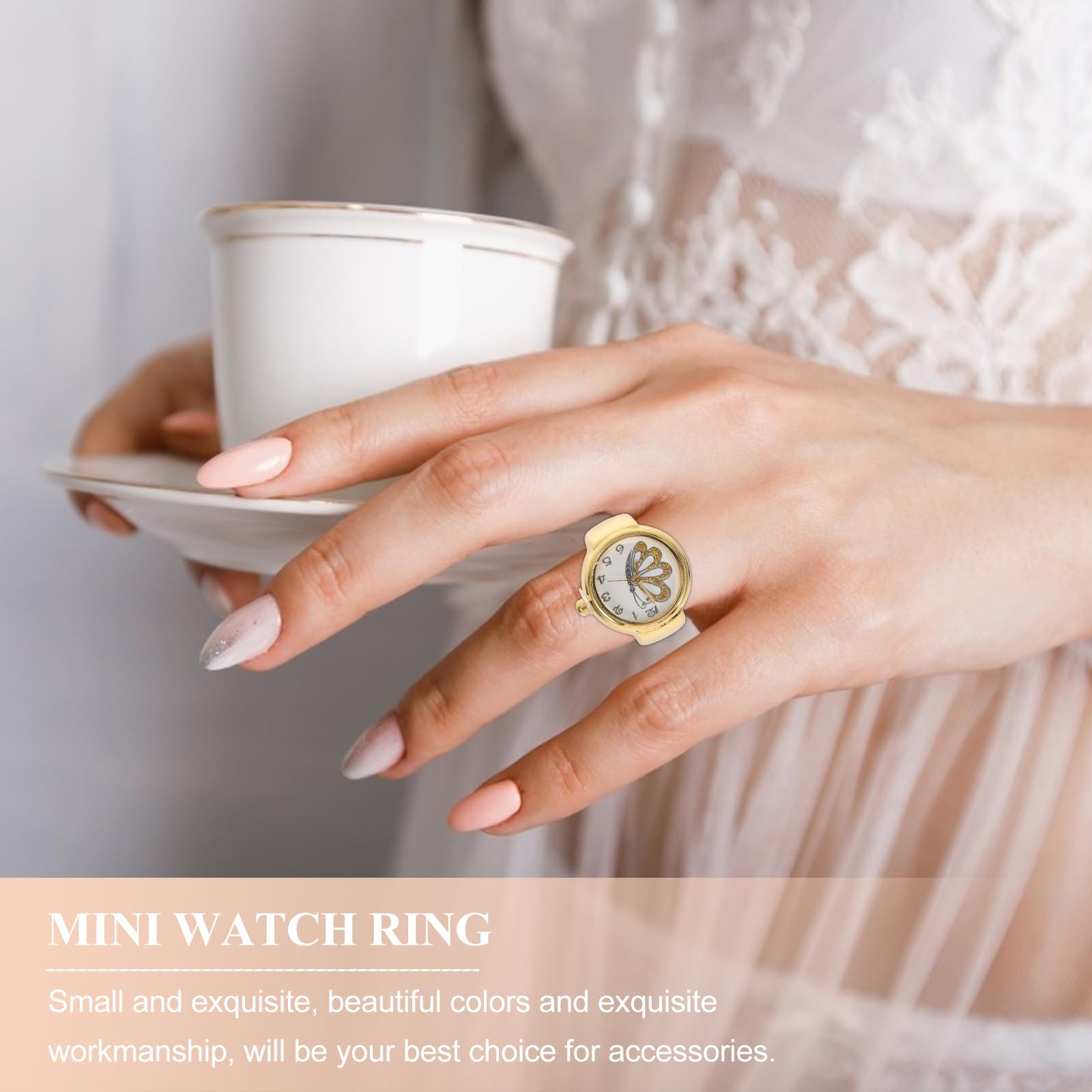Elegant Gold Butterfly Finger Ring Watch - Vintage Round Quartz Timepiece for Women & Men - Perfect for Weddings, Valentines Day & Special Occasions