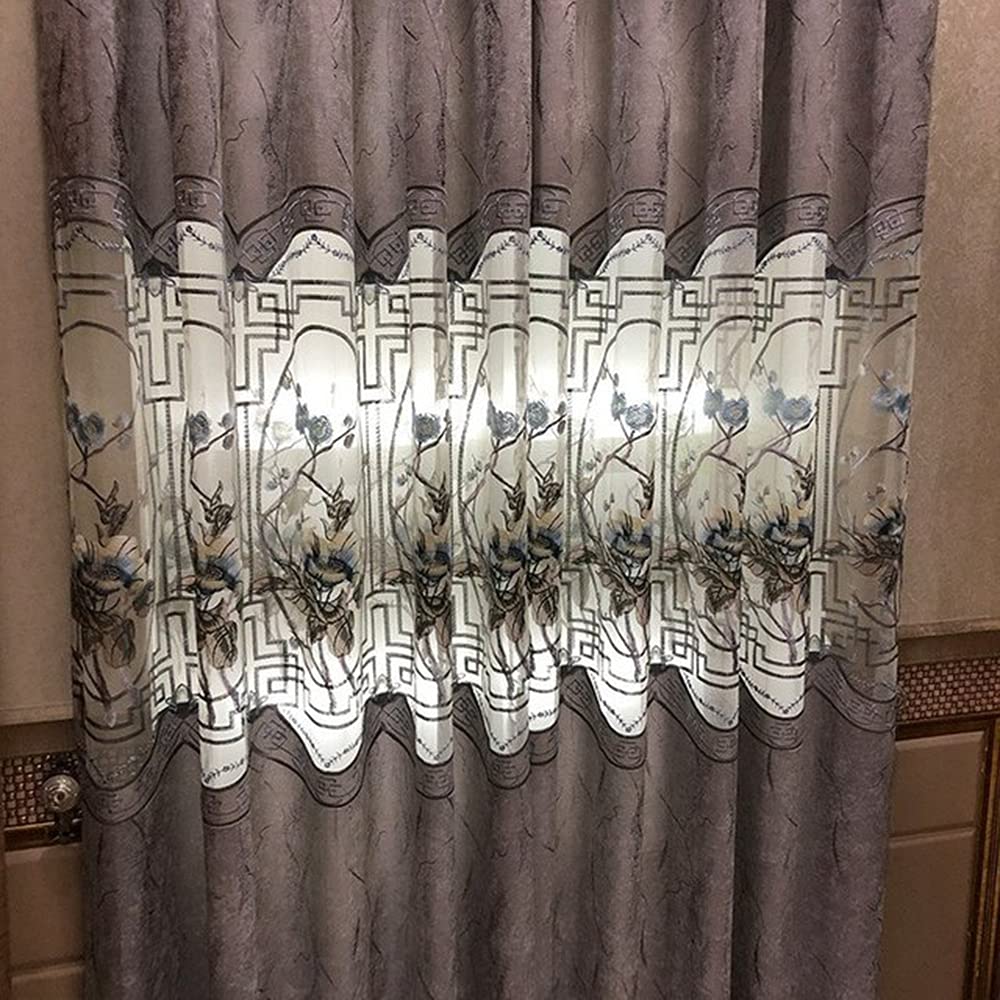PureAqu Luxury Semi Blackout Chenille Curtains - 84 Inch Length, Gray Floral Embroidered Window Drapes with Grommet Top for Bedroom & Living Room - 1 Panel (100W x 84L Inches) - Perfect for Sliding Glass Doors, French Windows and Home Decor